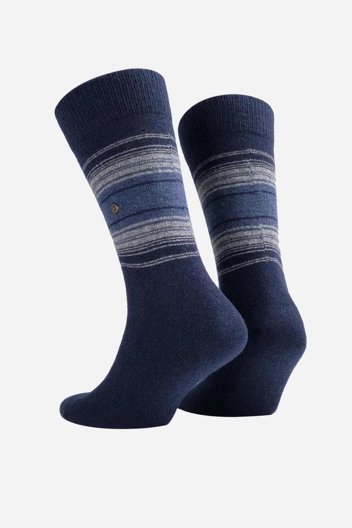 Aytuğ Erkek Koyun Yünü (Lambswool) Tekli Lacivert Soket Çorap - A-25095-L
