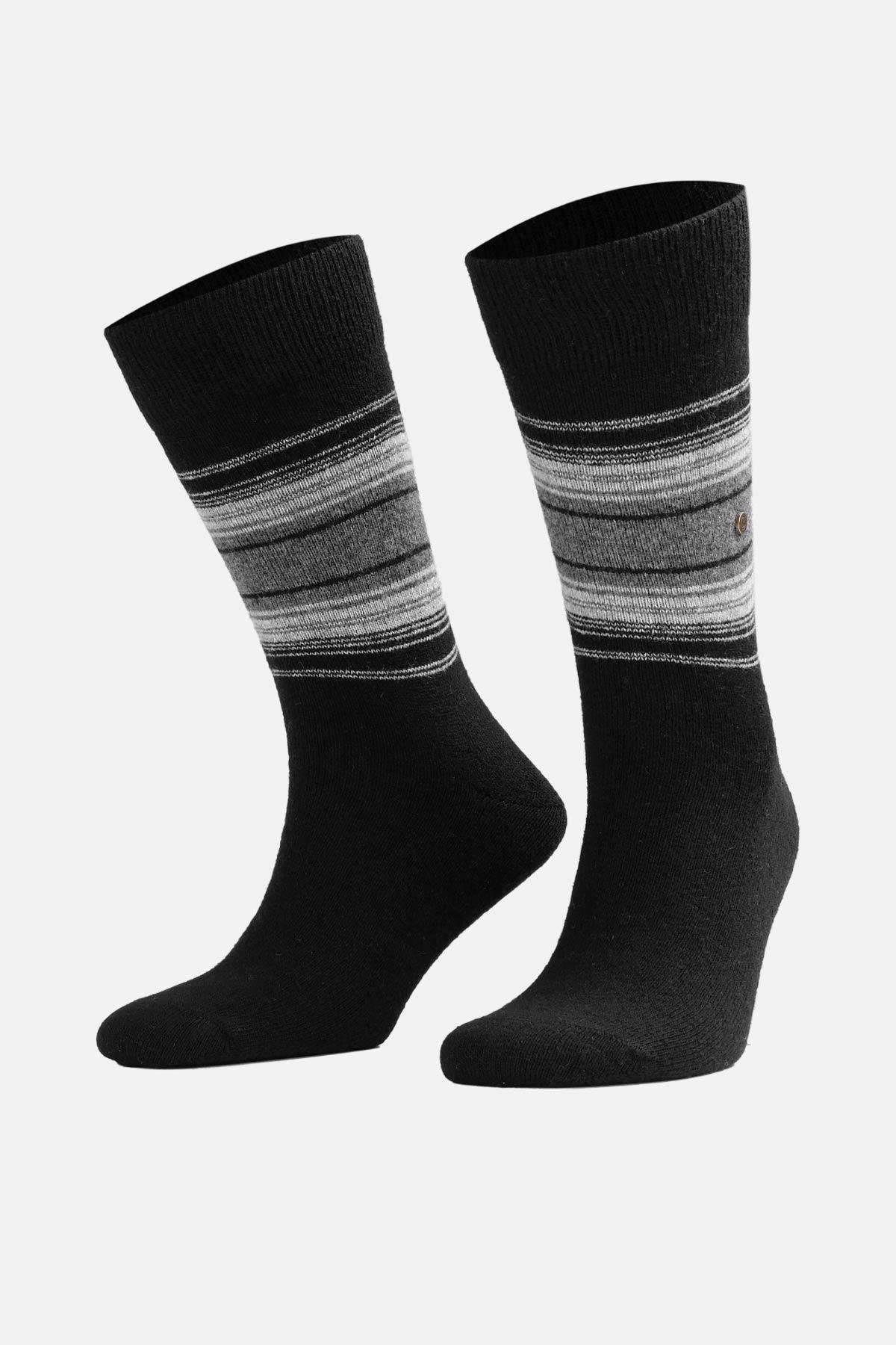 Aytuğ Erkek Koyun Yünü (Lambswool) Tekli Siyah Soket Çorap - A-25095-S