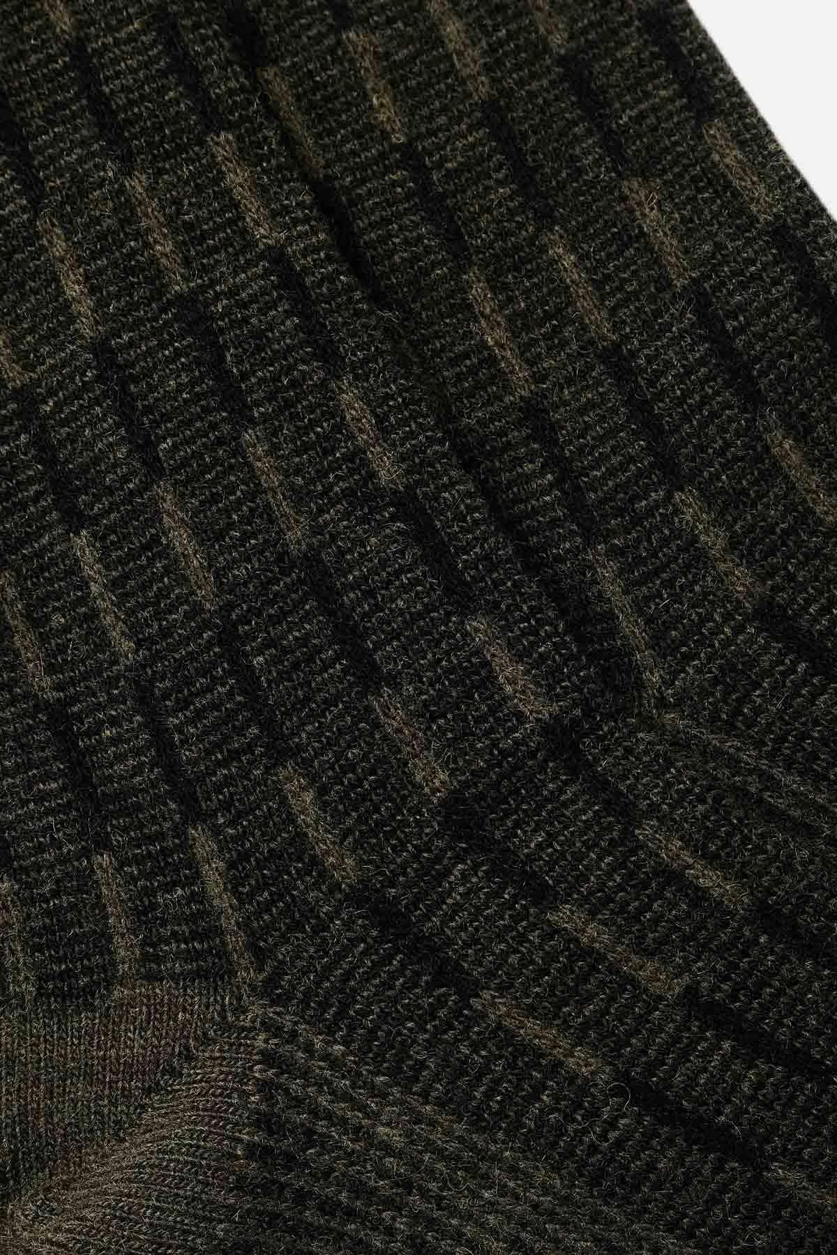 Aytuğ Erkek Lambswool (Koyun Yünü) Tekli Haki Soket Çorap - A-25096-H