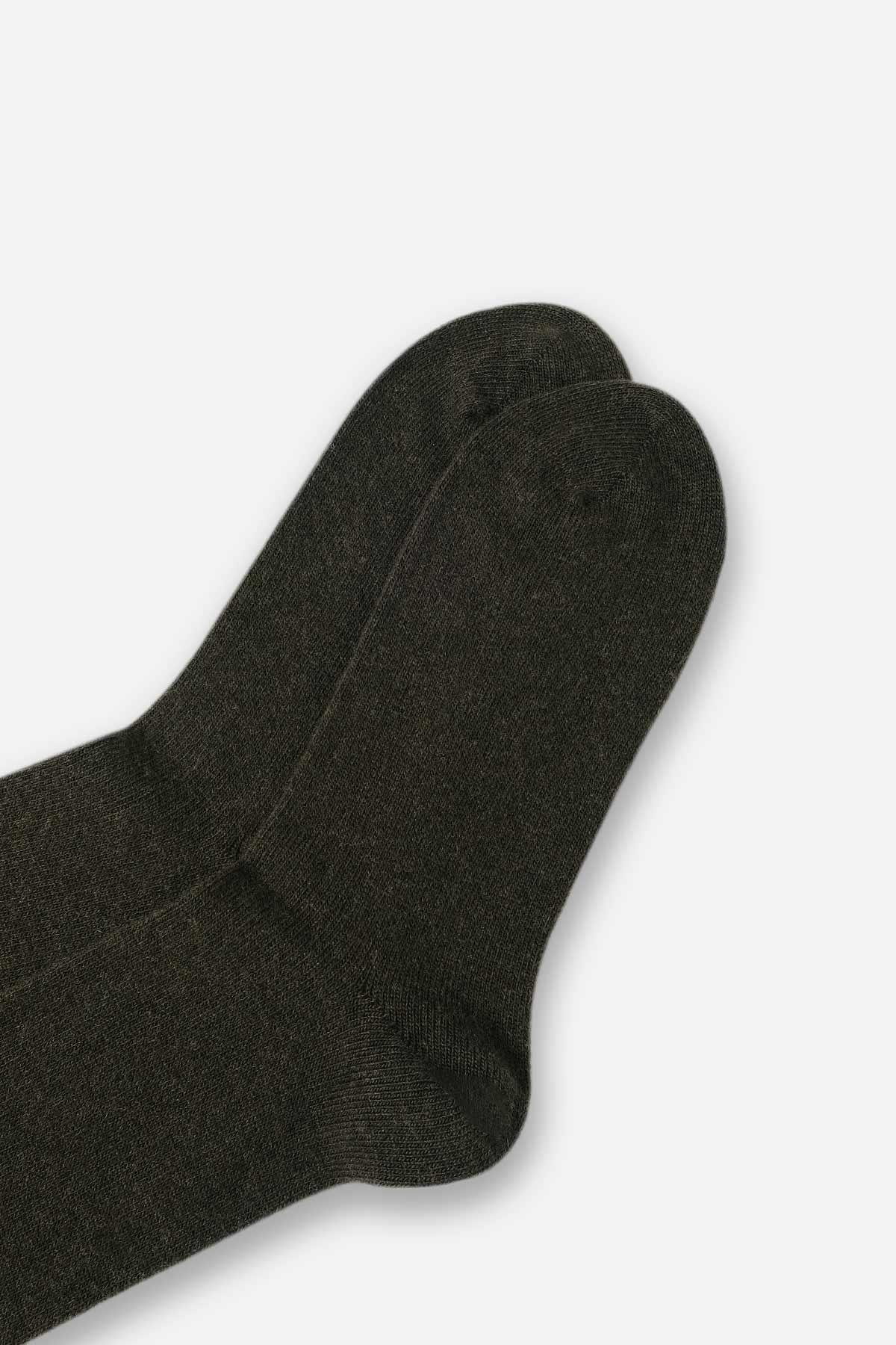 Aytuğ Erkek Lambswool (Koyun Yünü) Tekli Haki Soket Çorap - A-25070-H