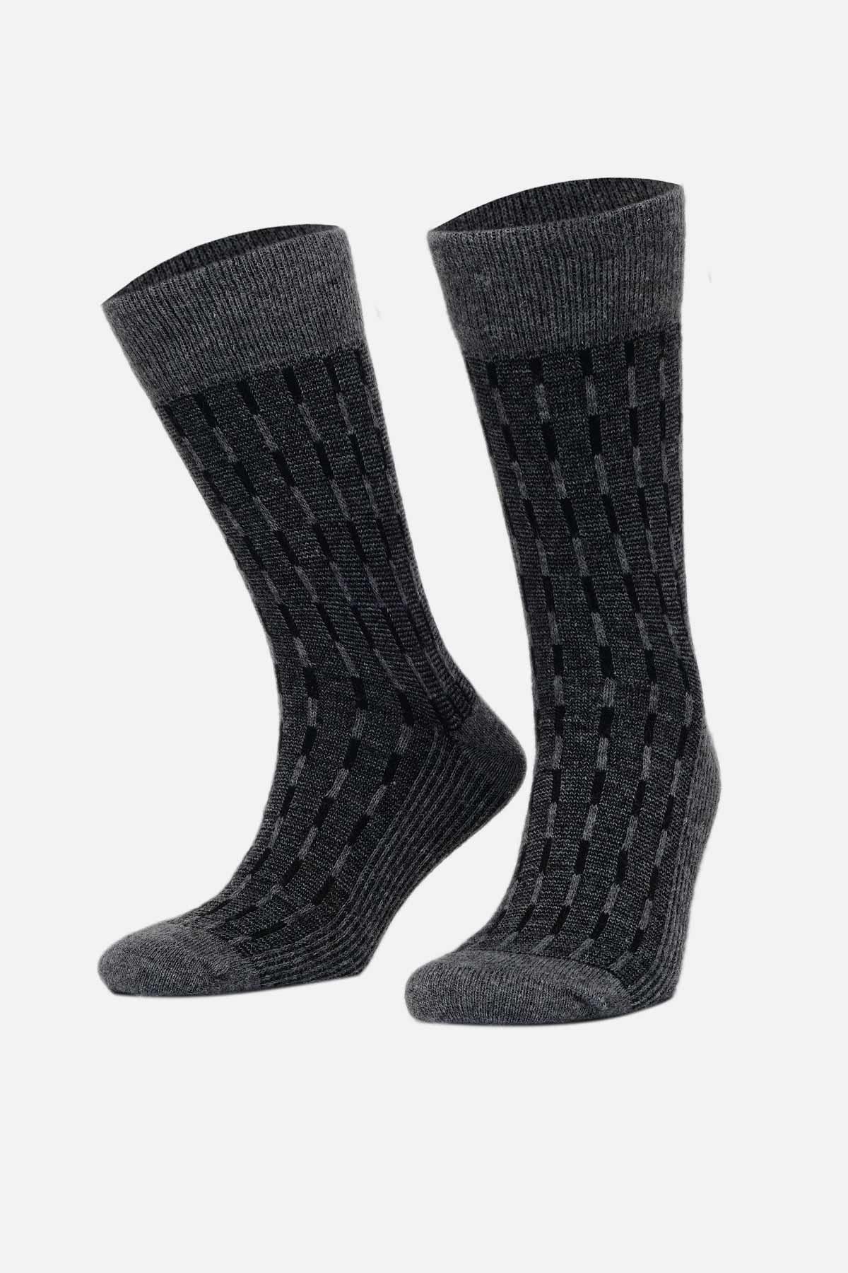 Aytuğ Erkek Lambswool (Koyun Yünü) Tekli Füme Soket Çorap - A-25096-F