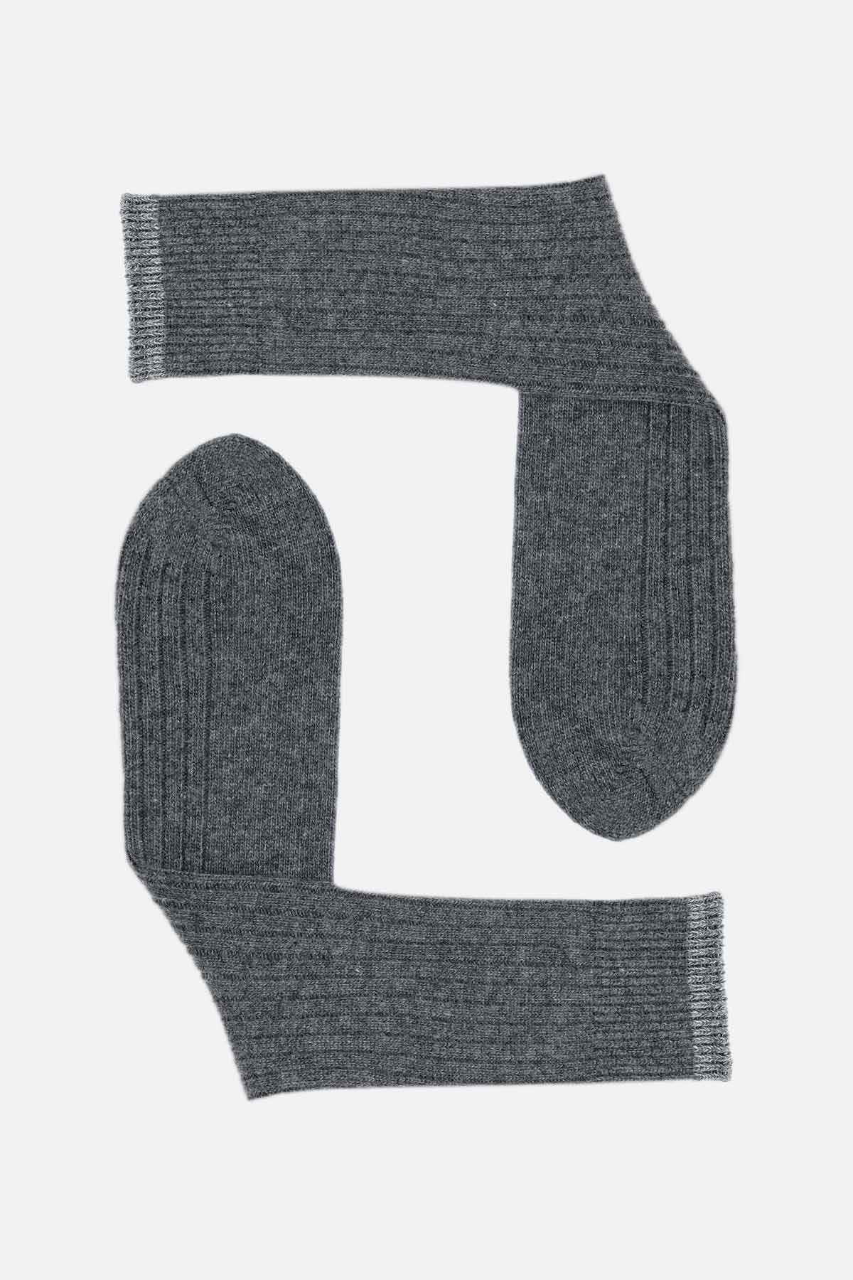 Aytuğ Erkek Lambswool (Koyun Yünü) Tekli Füme Soket Çorap - A-25094-F