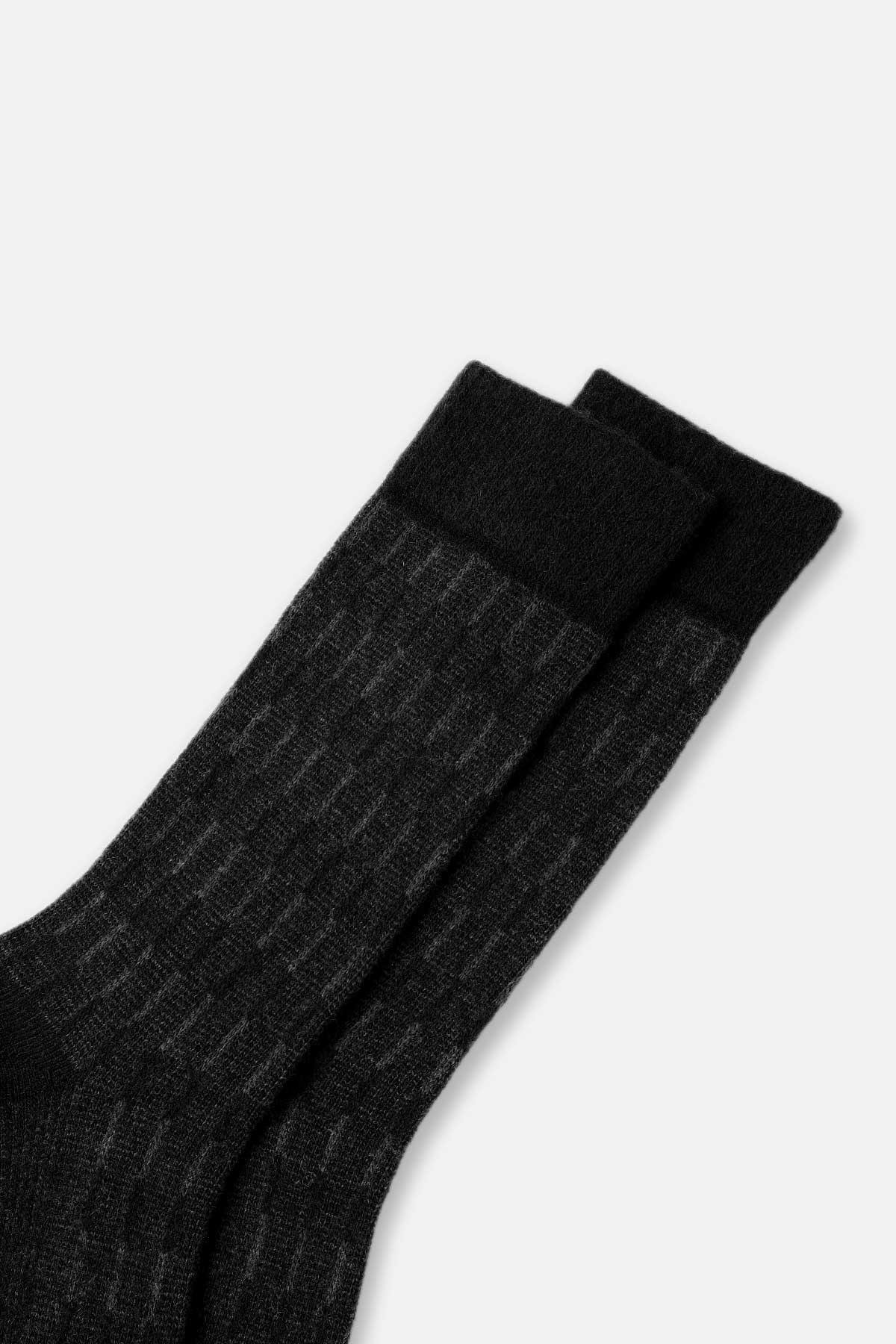 Aytuğ Erkek Lambswool (Koyun Yünü) Tekli Siyah Soket Çorap - A-25096-S