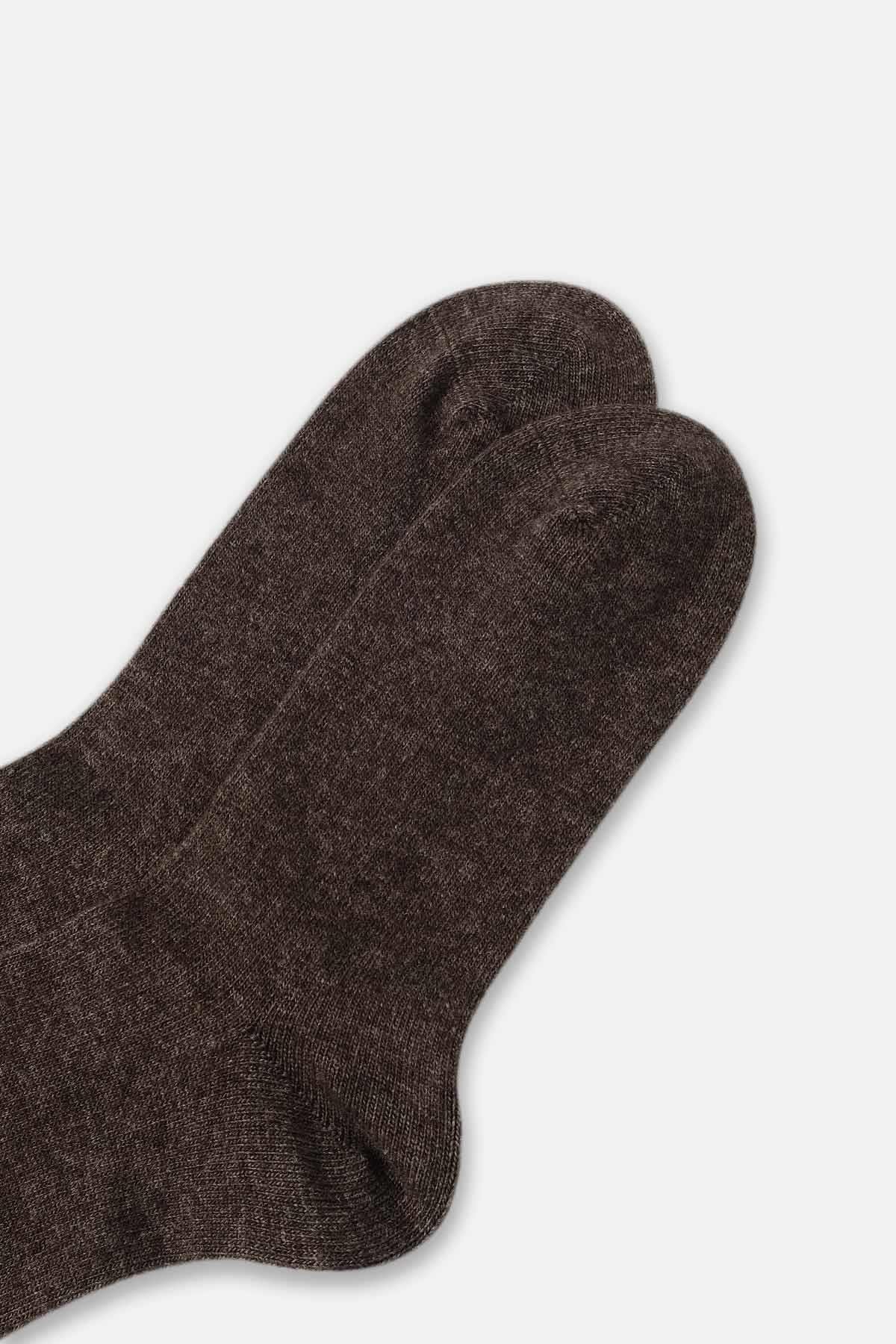 Aytuğ Erkek Lambswool (Koyun Yünü) Tekli Kahverengi Soket Çorap - A-25070-K