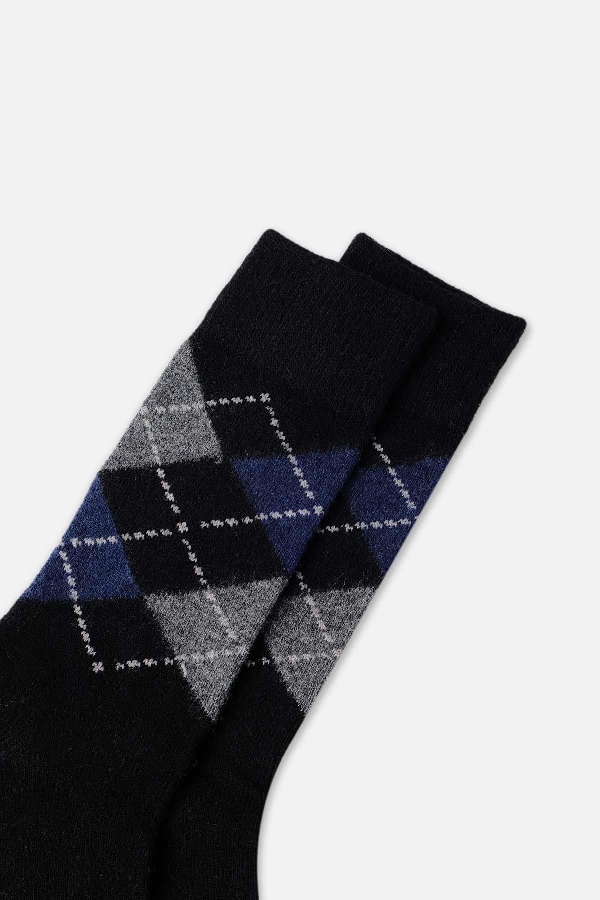 Aytuğ Erkek Koyun Yünü (Lambswool) Tekli Siyah Soket Çorap - A-25081-S