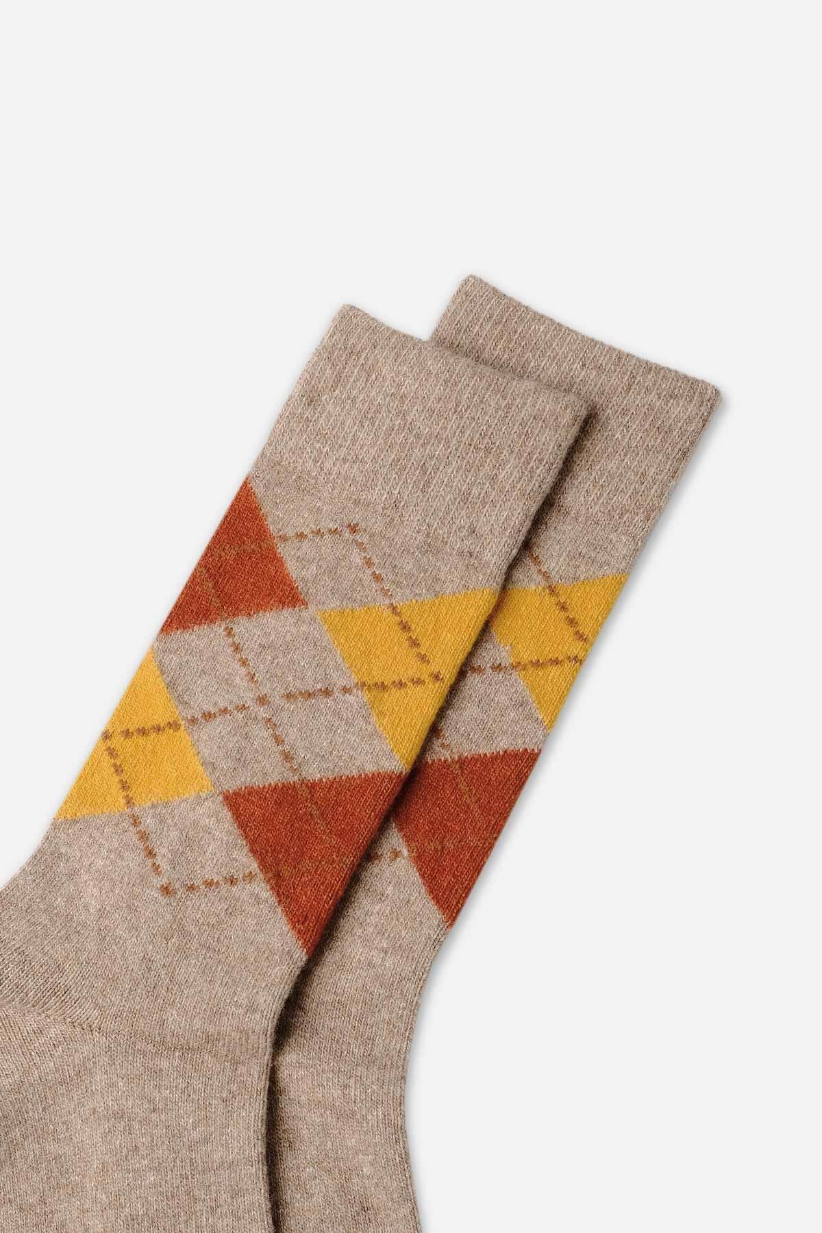 Aytuğ Erkek Koyun Yünü (Lambswool) Tekli Bej Soket Çorap - A-25081-B