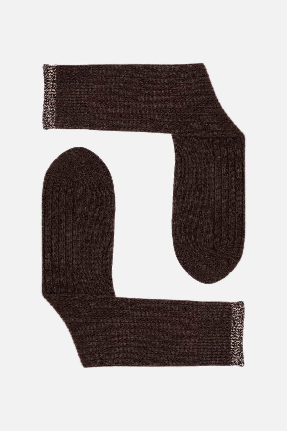 Aytuğ Erkek Lambswool (Koyun Yünü) Tekli Kahverengi Soket Çorap - A-25094-K