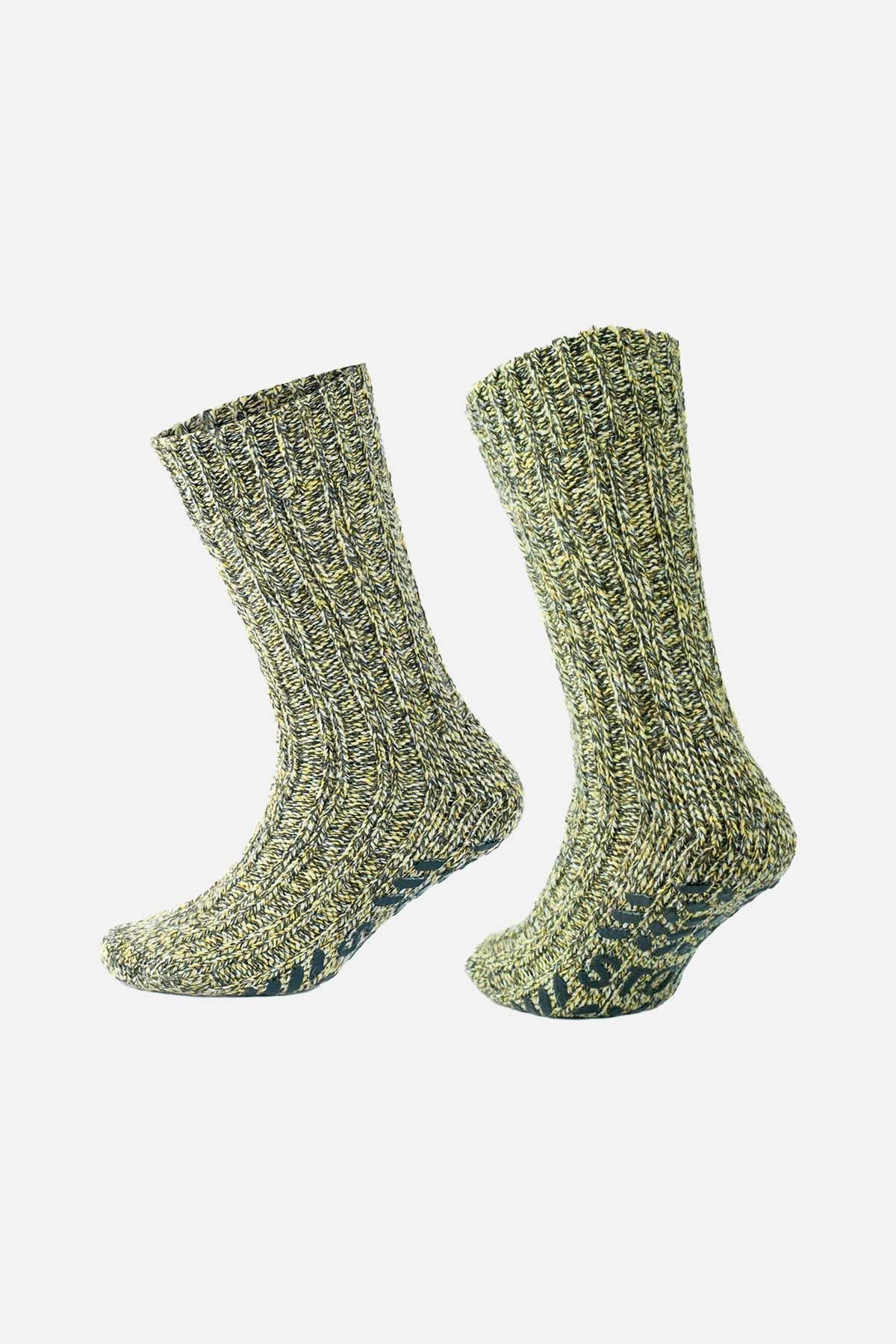 Aytuğ Erkek Merino Yünü Cold Blocker Kışlık Sarı Kaydırmaz Tabanlı Soket Çorap
