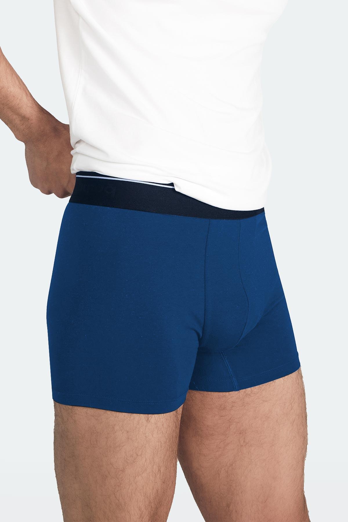 Aytuğ Erkek Modal 2'li Saks Mavisi Siyah Renk Boxer