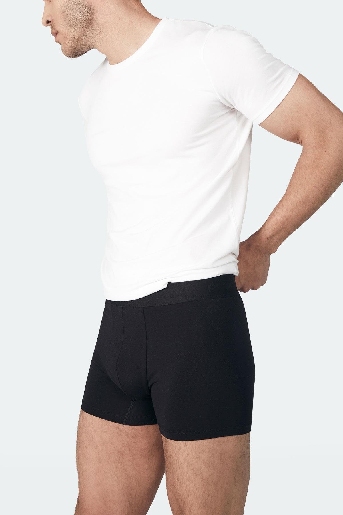 Aytuğ Erkek Modal 2'li Saks Mavisi Siyah Renk Boxer