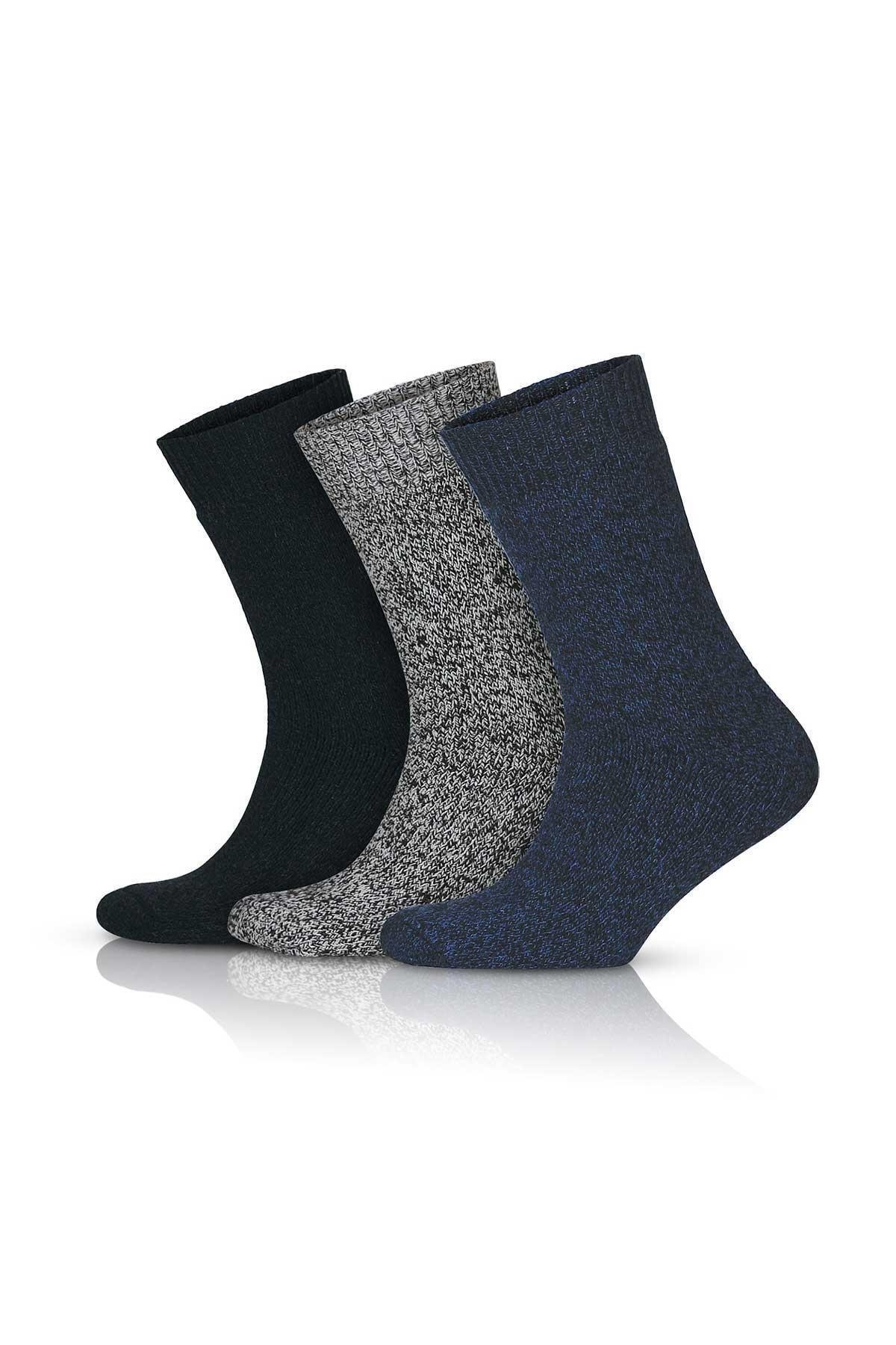 Aytuğ Erkek Norweger Merino Yünü Kışlık 3lü Soket Bot Çorabı