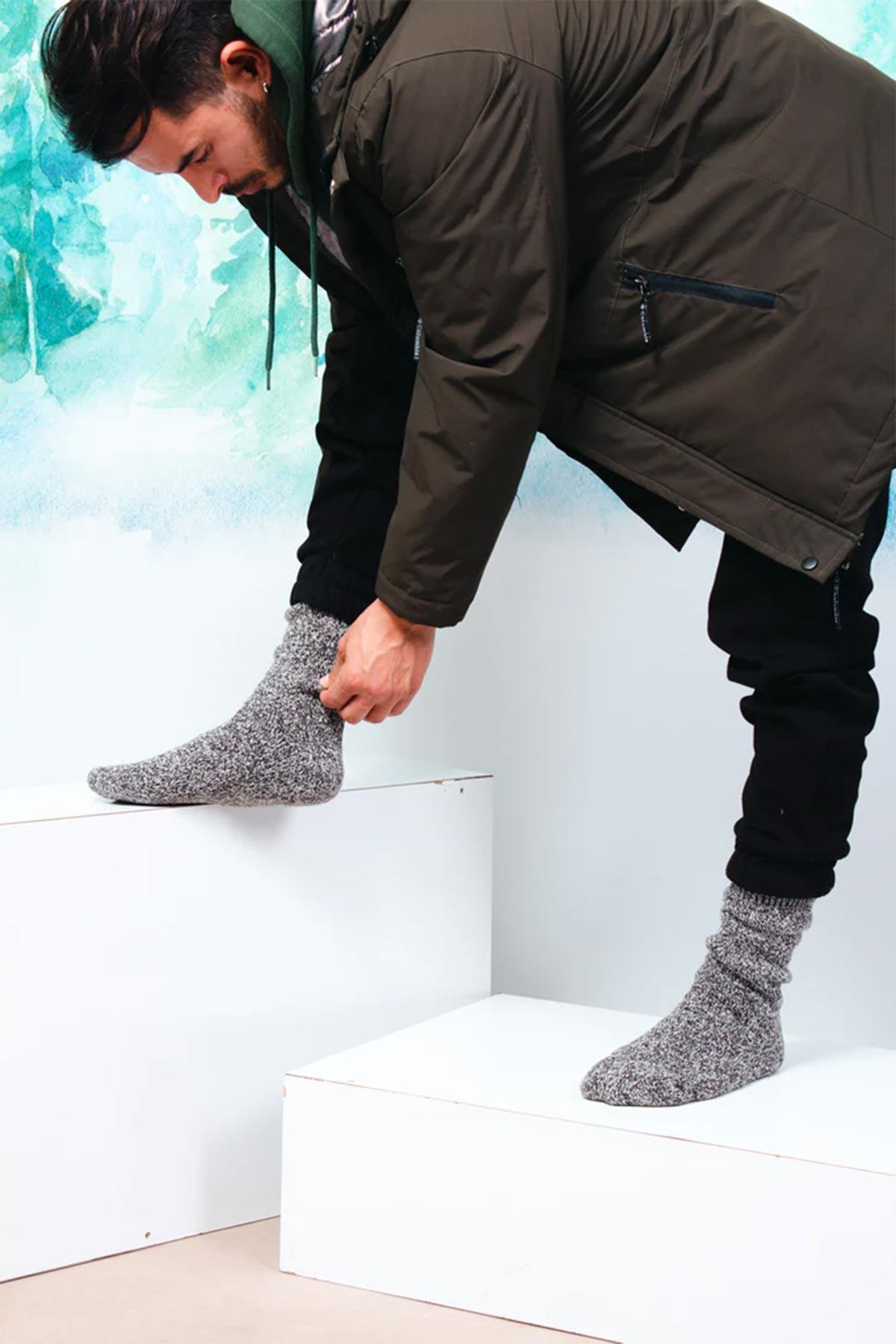 Aytuğ Erkek Norweger Merino Yünü Kışlık 3'lü Renkli Soket Bot Çorabı