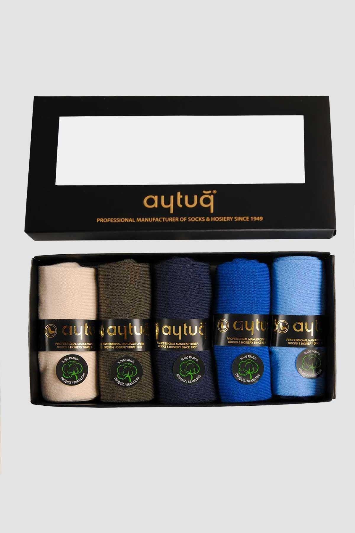 Aytuğ Erkek Pamuklu 5 Çift Özel Kutulu Patik Çorap - 11200-4