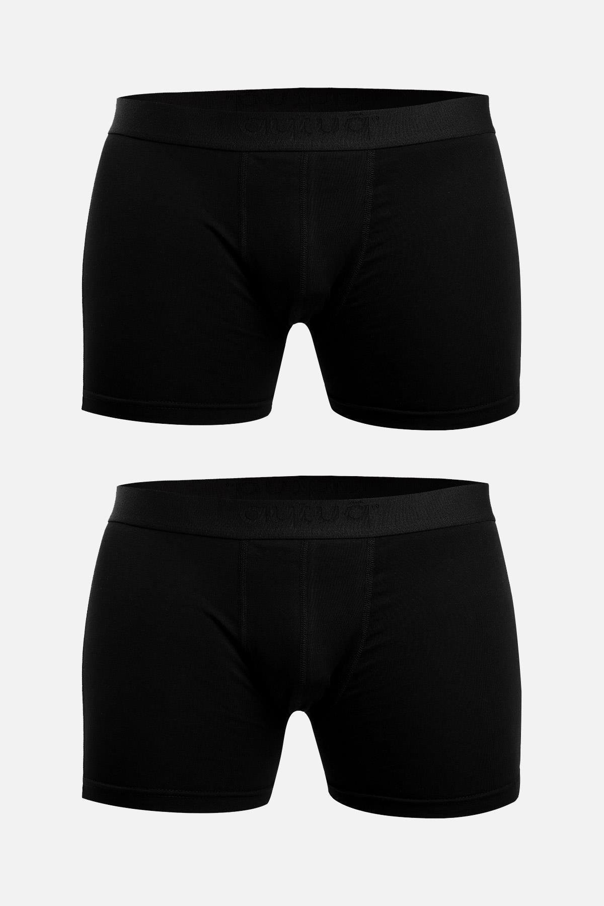 Aytuğ Erkek Pamuklu Siyah 2'li Boxer A BXR S