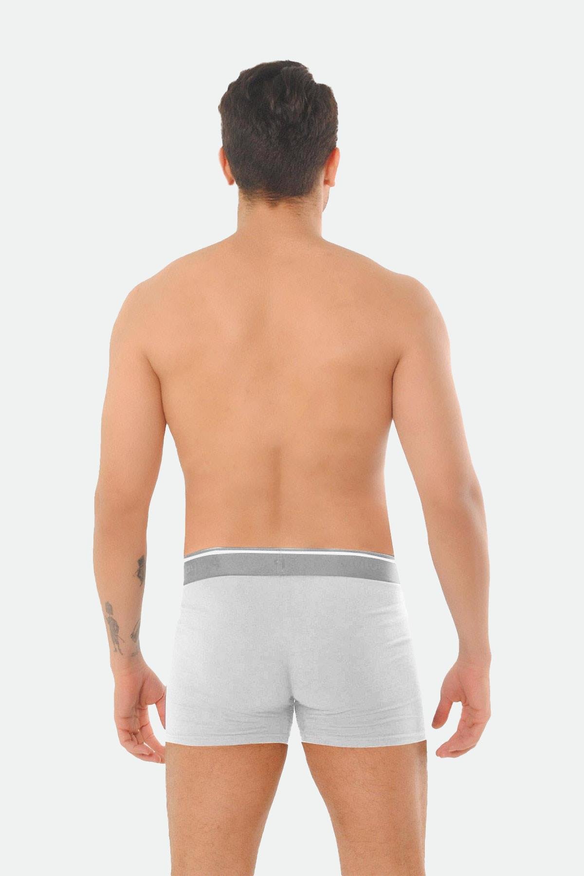 Aytuğ Erkek Pamuklu Tekli Beyaz Boxer   AYB 5