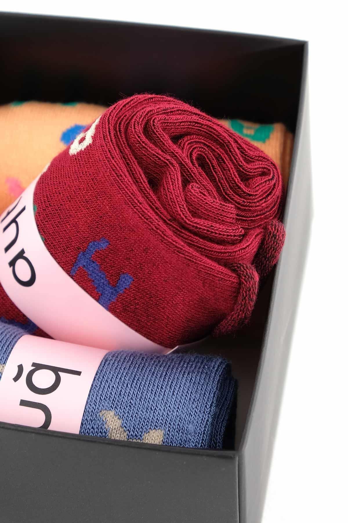 Aytuğ Kadın Bambu 3 Çift Özel Kutulu Çok Renkli Soket Çorap - 43051-2