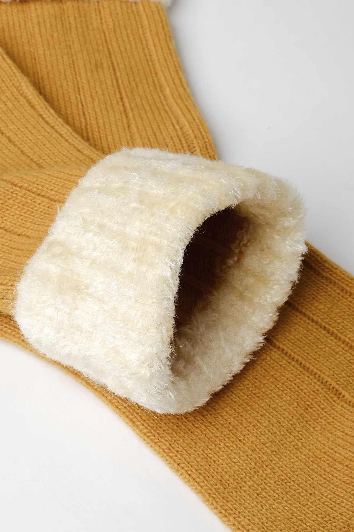 Aytuğ Kadın Kuzu Yünü (Lambswool) Tekli Hardal Soket Çorap A 45027 H