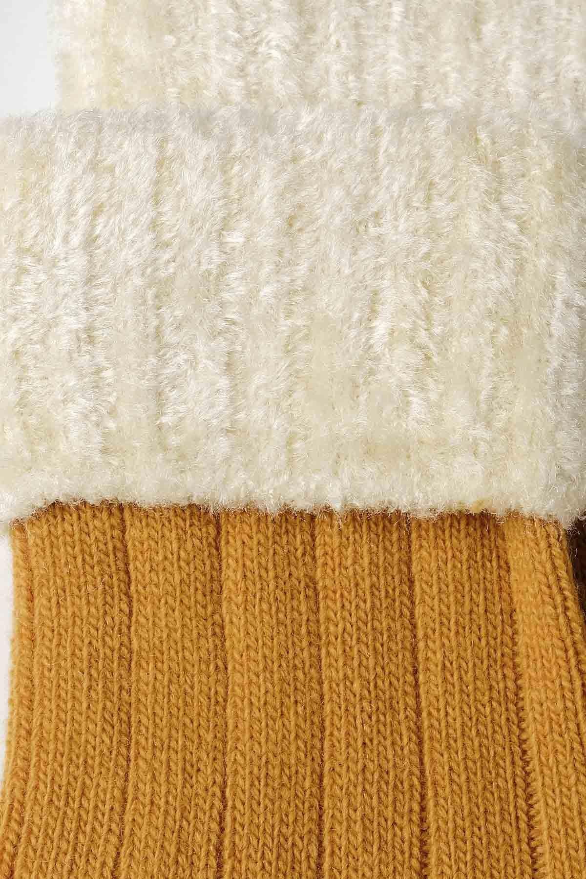 Aytuğ Kadın Kuzu Yünü (Lambswool) Tekli Hardal Soket Çorap A 45027 H