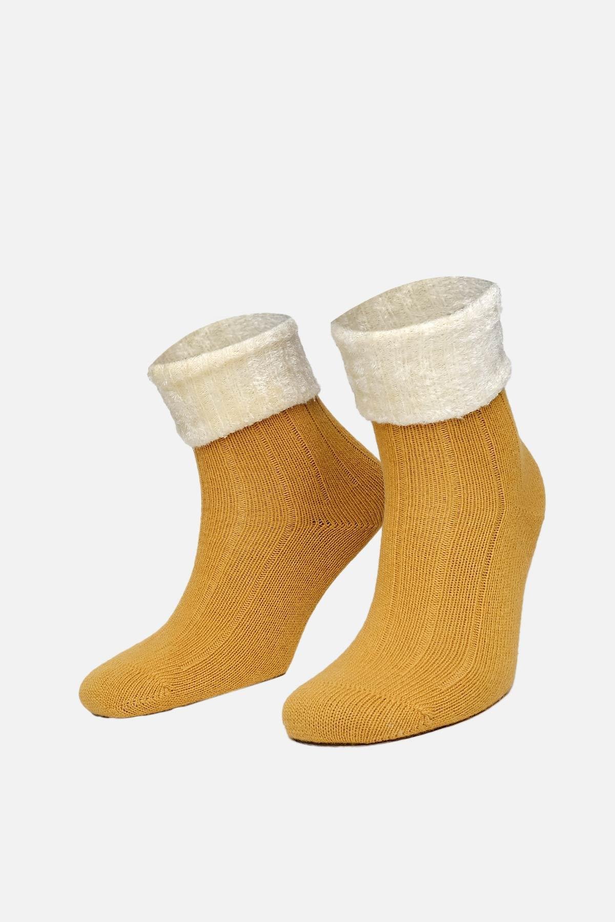 Aytuğ Kadın Kuzu Yünü (Lambswool) Tekli Hardal Soket Çorap A 45027 H