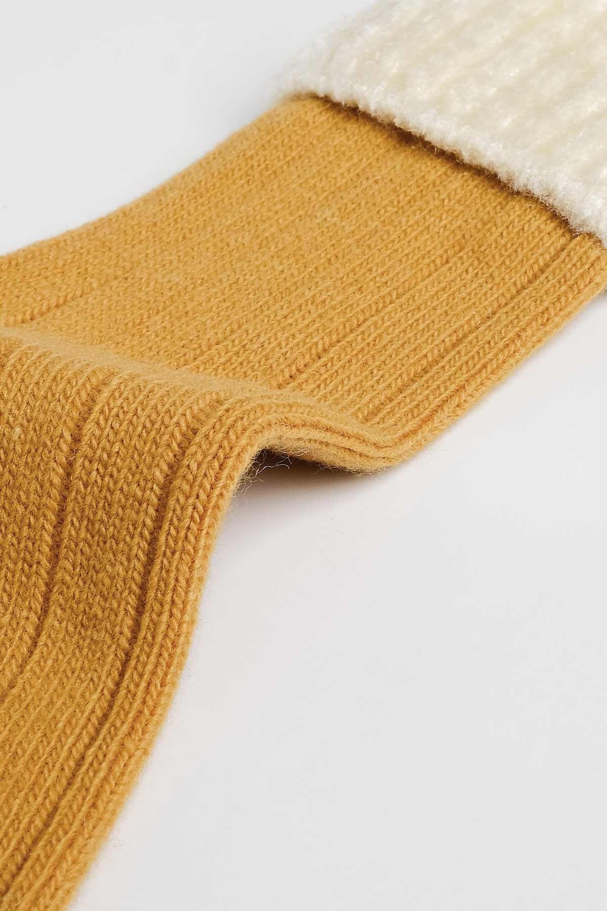 Aytuğ Kadın Kuzu Yünü (Lambswool) Tekli Hardal Soket Çorap A 45027 H