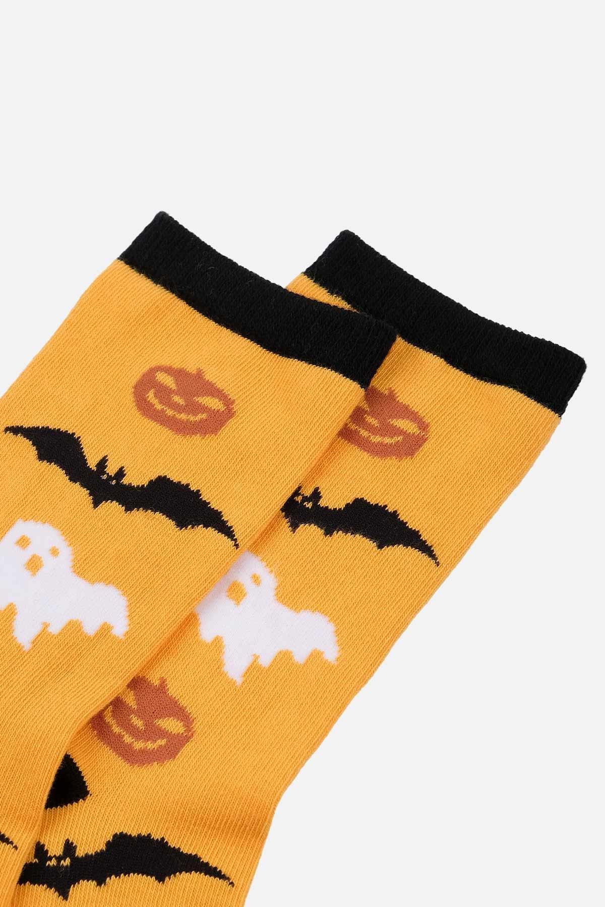 Aytuğ Unisex Pamuklu Halloween Temalı Sarı Soket Çorap - A-49007-S