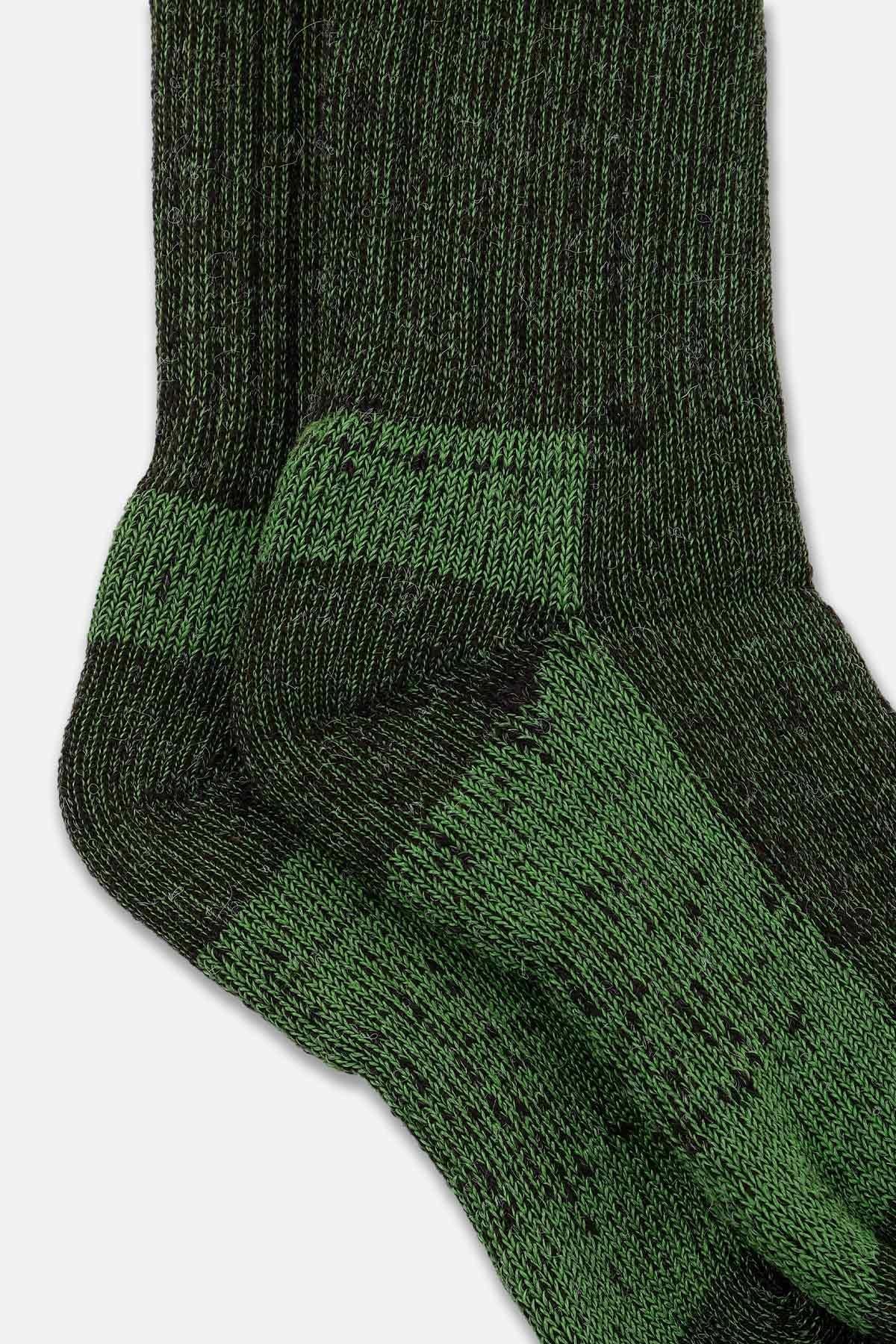 Aytuğ Unisex Alpaka Yünü Havlu Kışlık Kahve/Yeşil Soket Çorap   A 6006