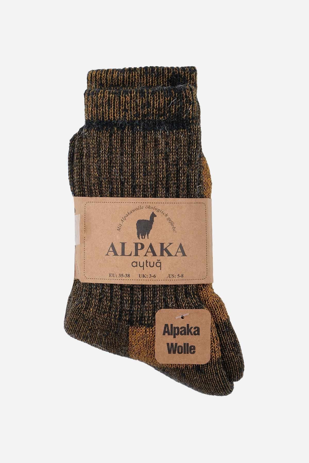 Aytuğ Unisex Alpaka Yünü Havlu Kışlık Antrasit/Turuncu Soket Çorap   A 6006