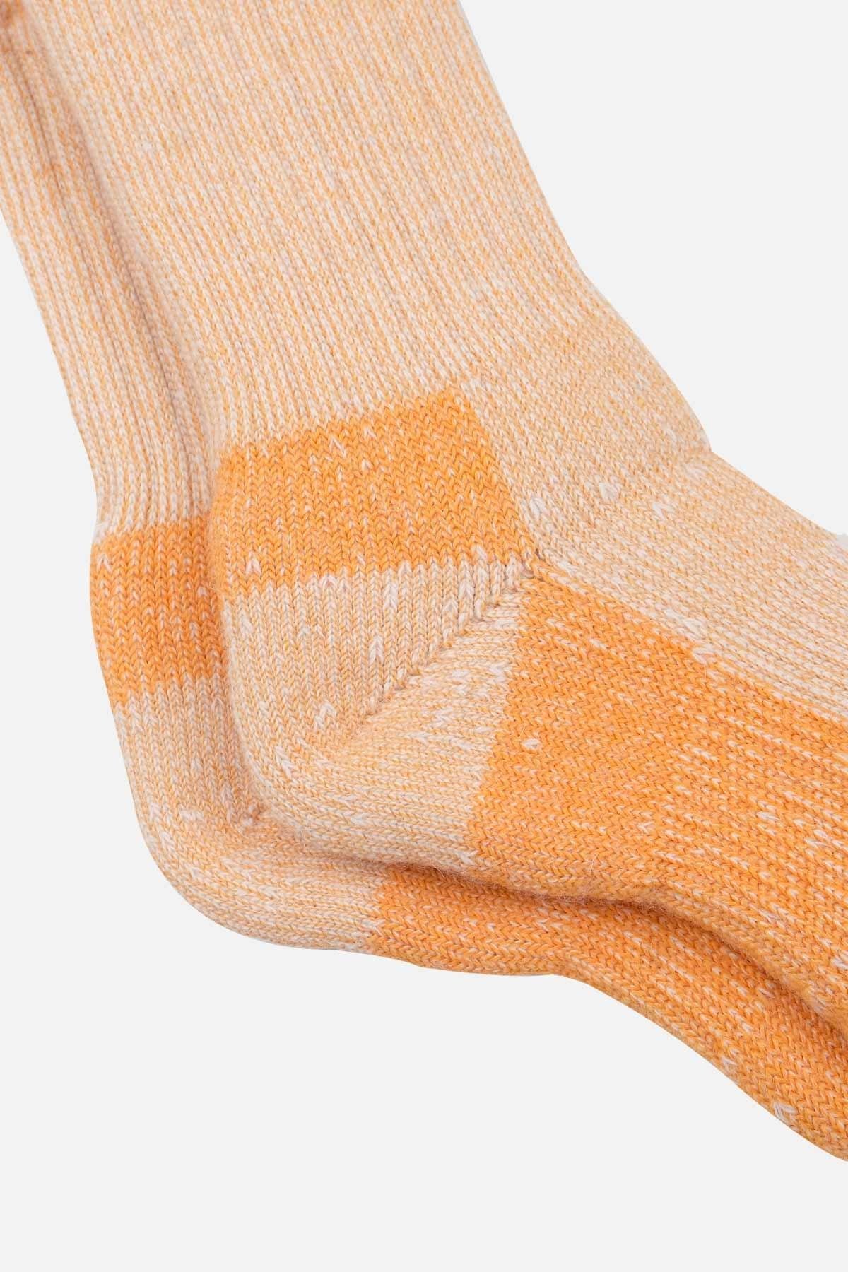 Aytuğ Unisex Alpaka Yünü Havlu Kışlık Ekru/Turuncu Soket Çorap - A-6006