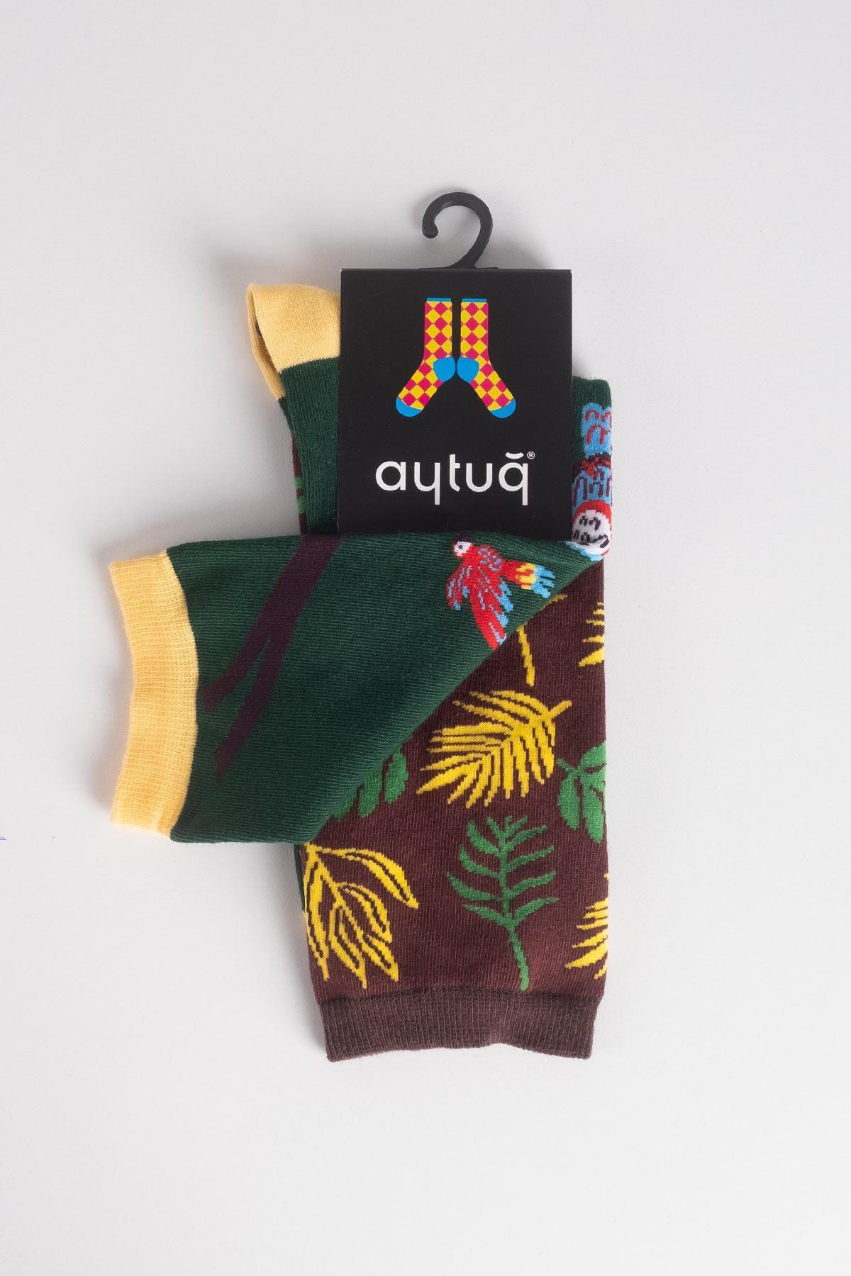 Aytuğ Unisex Pamuklu Tekli Kuş Desenli Eğlenceli Soket Çorabı