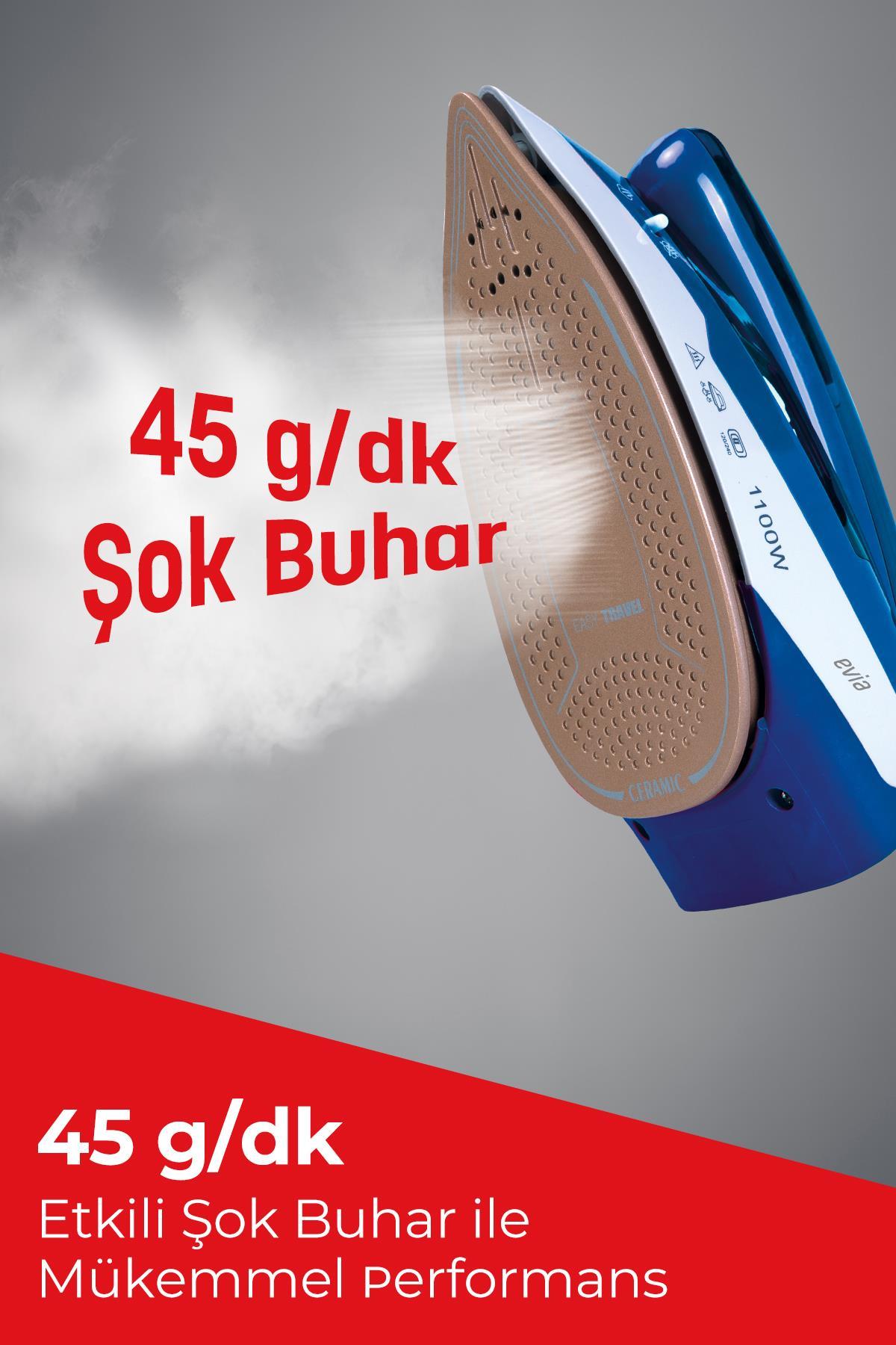 Evia Holiday Seramik Taban Dikey Ütüleme Özellikli Seyahat Ütüsü
