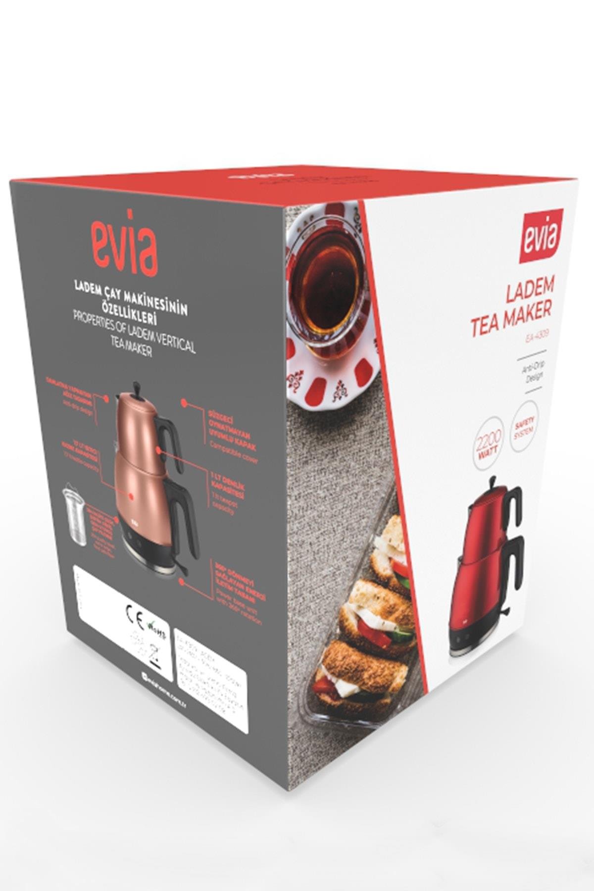 Ladem Siyah Geniş Kapasiteli 2200 Watt Paslanmaz Çelik Çay Makinesi Ve Su Isıtıcısı