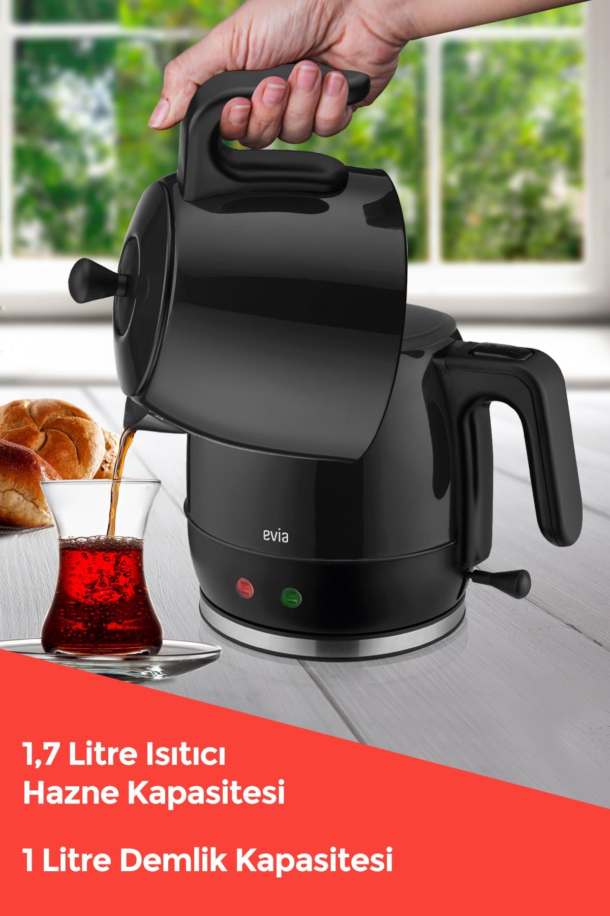 Ladem Siyah Geniş Kapasiteli 2200 Watt Paslanmaz Çelik Çay Makinesi Ve Su Isıtıcısı