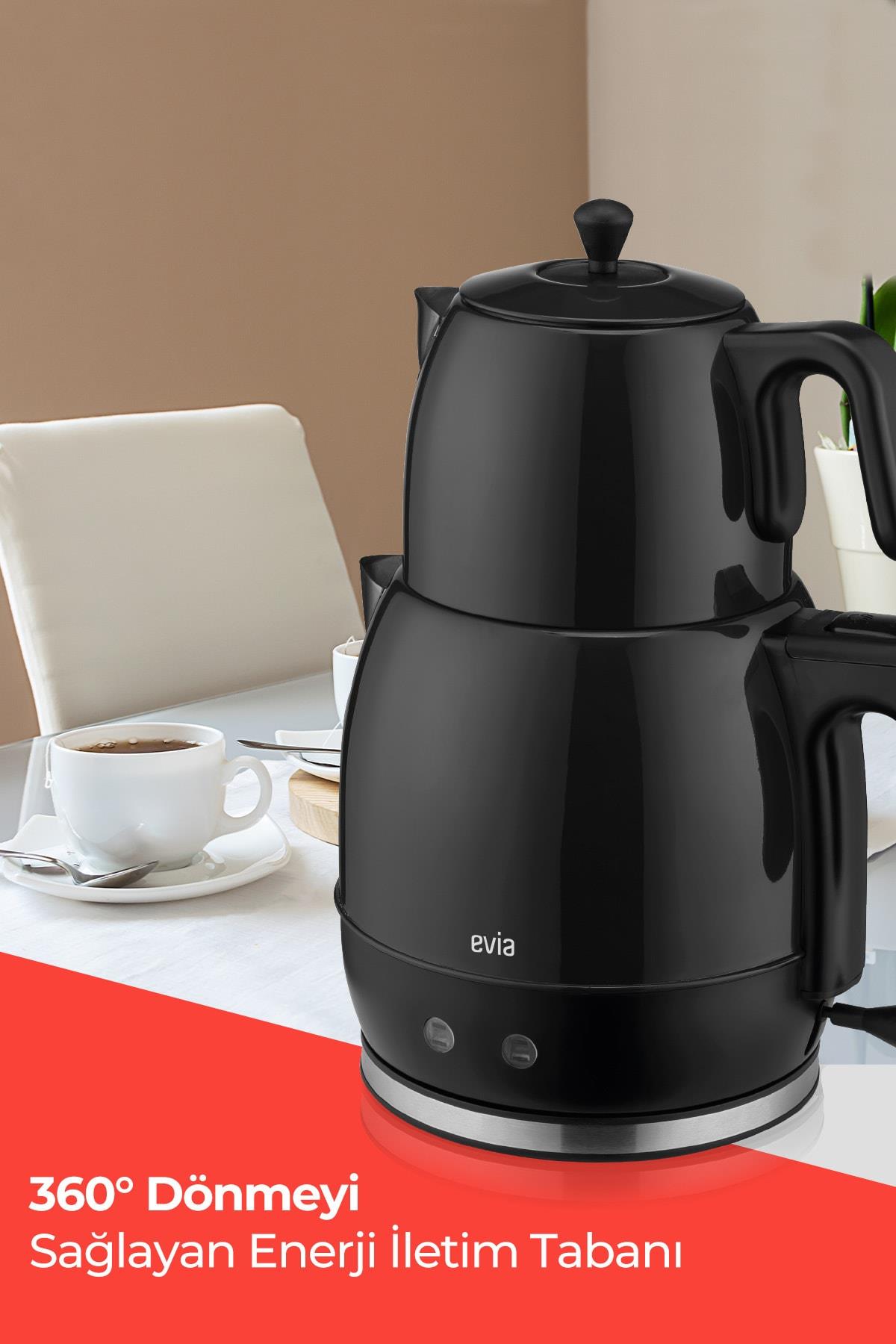 Ladem Siyah Geniş Kapasiteli 2200 Watt Paslanmaz Çelik Çay Makinesi Ve Su Isıtıcısı
