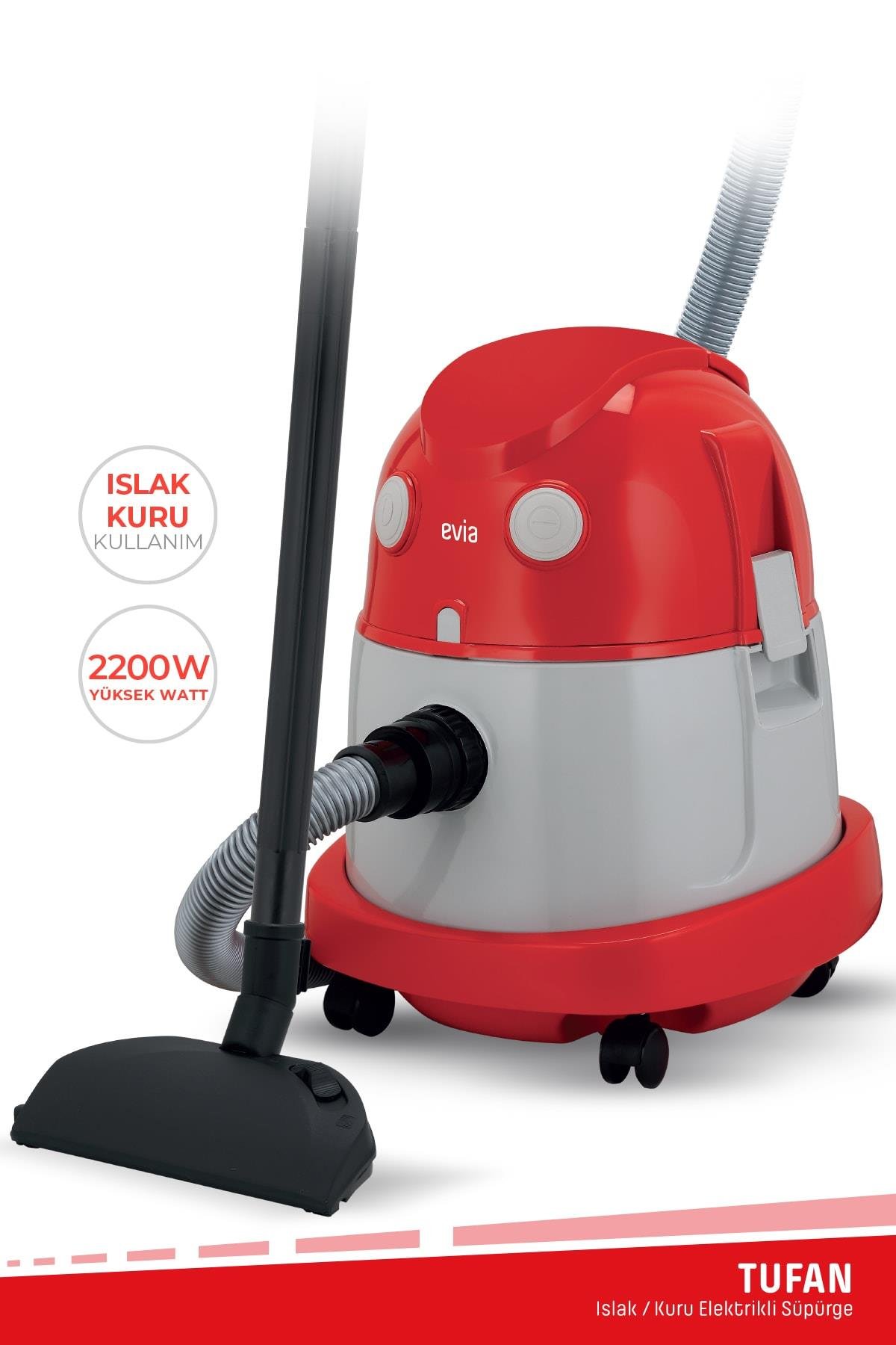Evia Tufan 2200 Watt Islak Kuru Toz Torbalı Elektrikli Süpürge