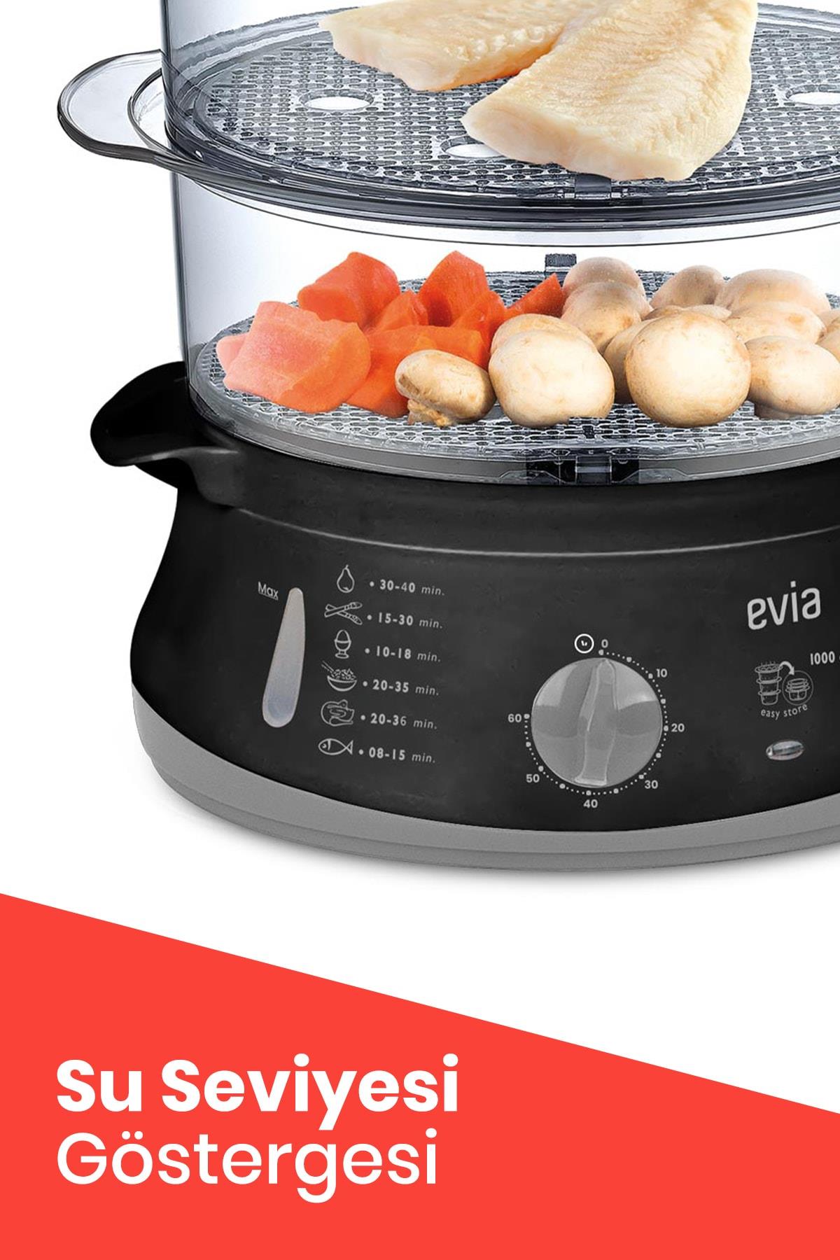 Evia Zaman Ayarlı 10 Litre Bpa İçermeyen Buharlı Pişirici