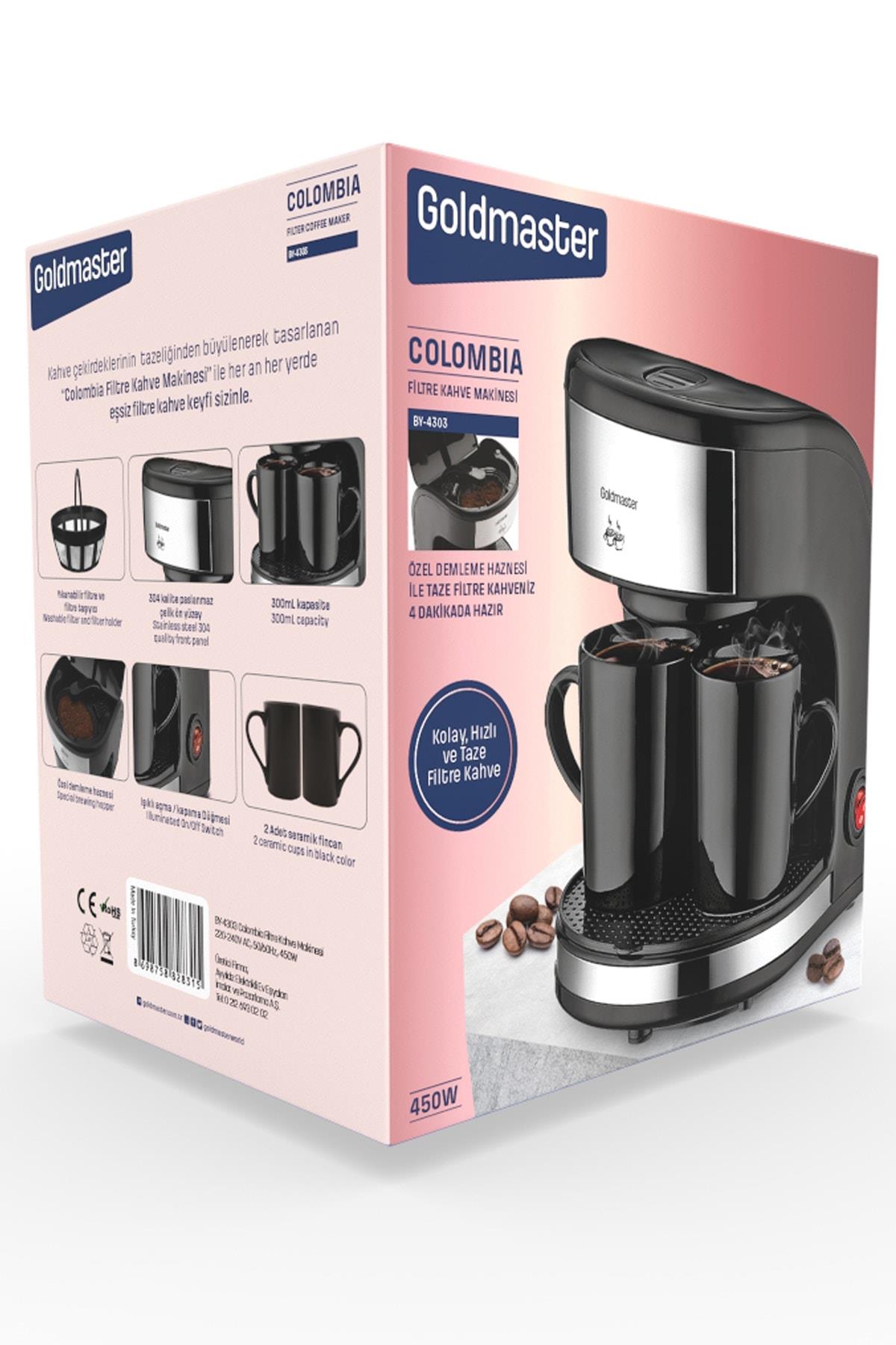 Goldmaster Colombia Yıkanabilir Çift Kupalı Filtre Kahve Makinesi