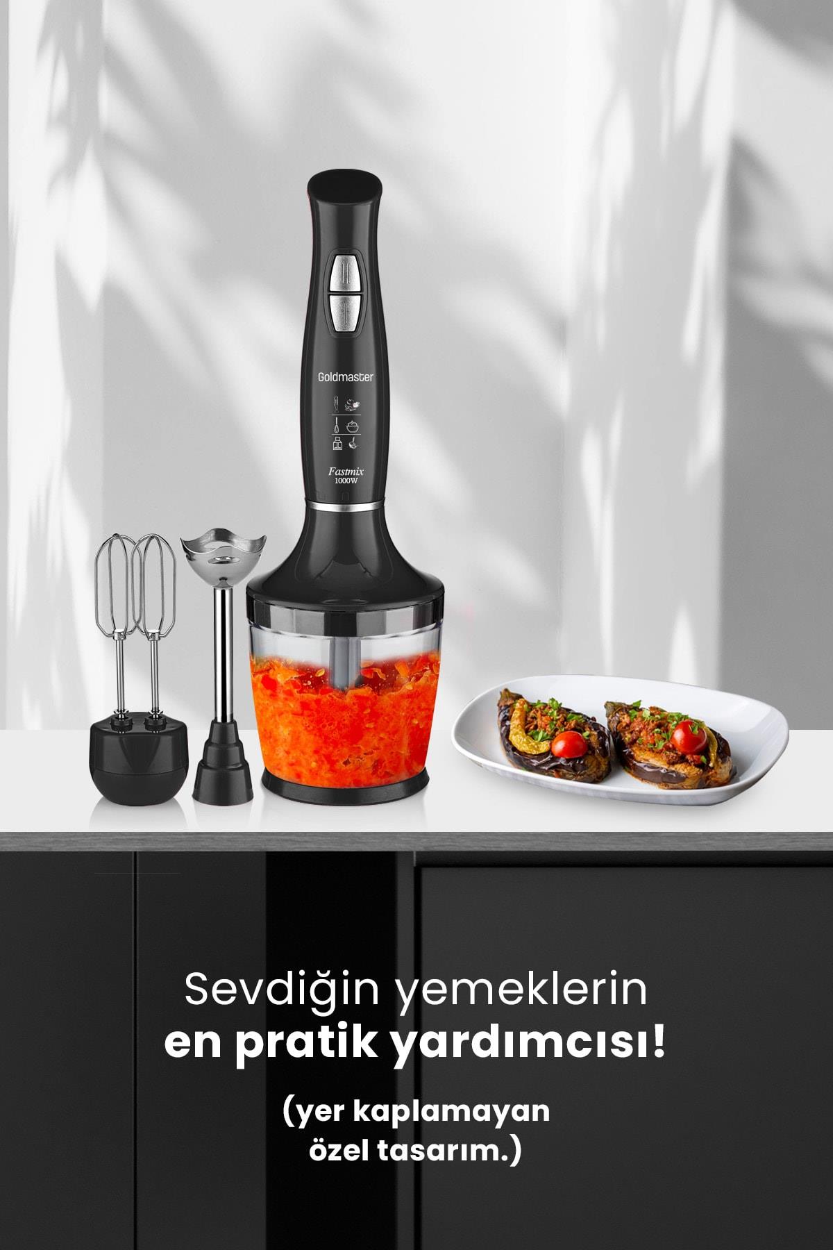 Goldmaster Fastmix Siyah Sessiz Hız Ayarlı 3 In 1 Blender Seti