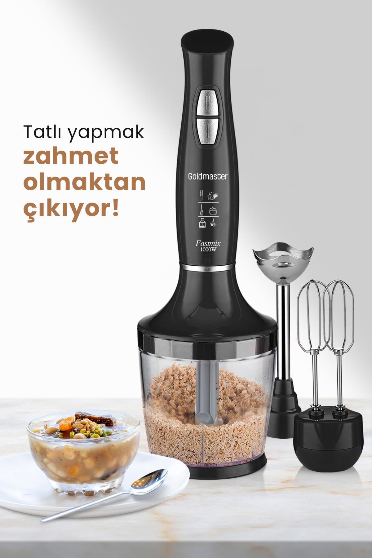 Goldmaster Fastmix Siyah Sessiz Hız Ayarlı 3 In 1 Blender Seti