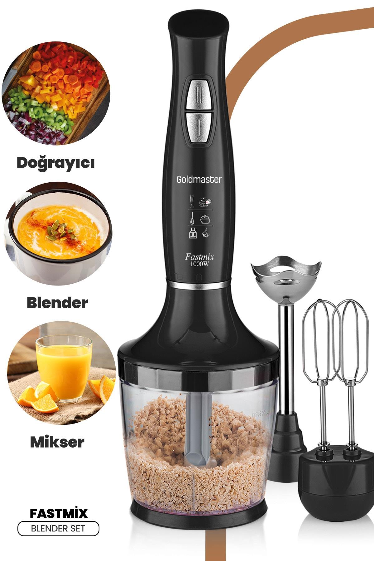 Goldmaster Fastmix Siyah Sessiz Hız Ayarlı 3 In 1 Blender Seti