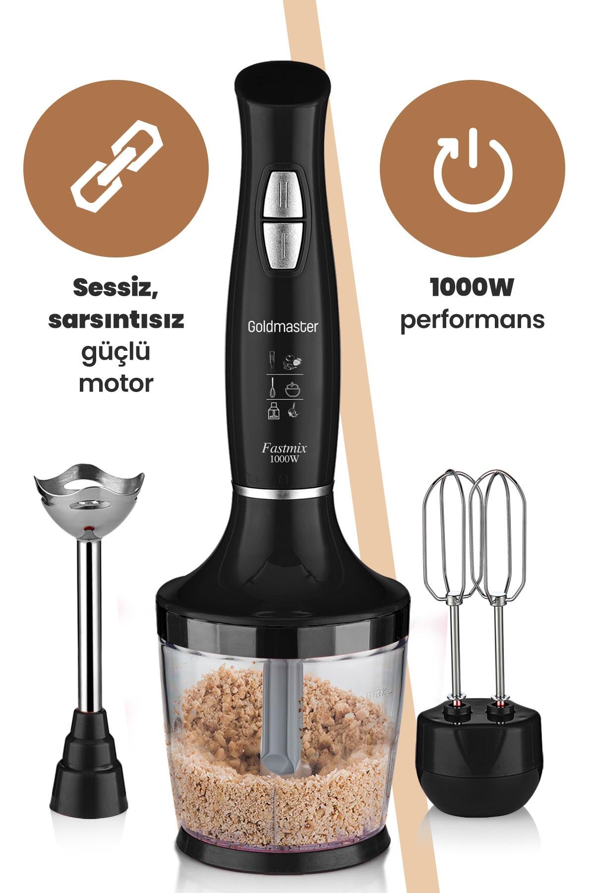 Goldmaster Fastmix Siyah Sessiz Hız Ayarlı 3 In 1 Blender Seti
