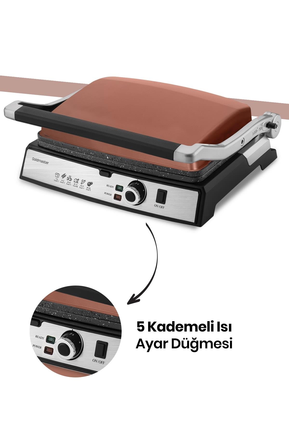 Gralux Gold Paslanmaz Çelik 2000 Watt Granit Çıkarılabilir Plakalı Tost Ve Izgara Makinesi