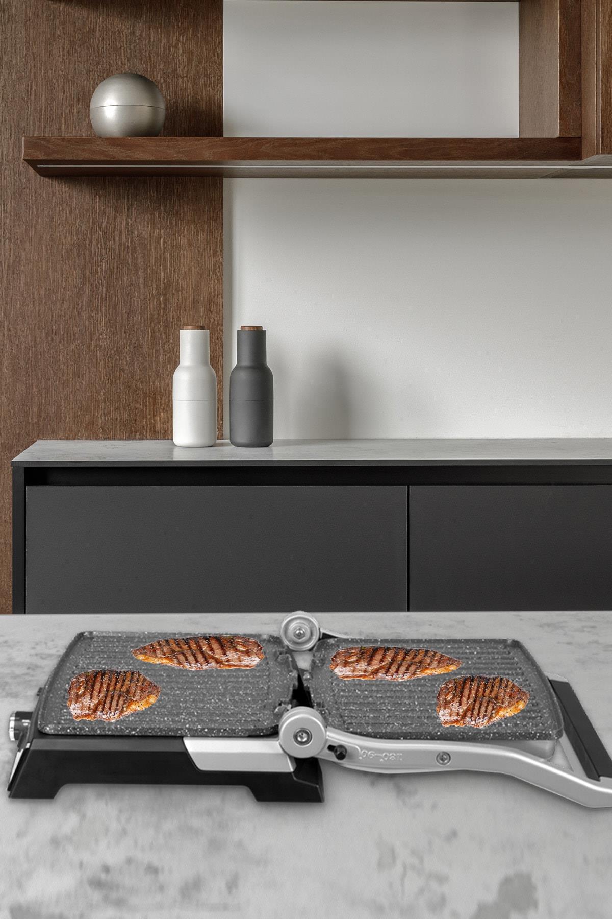 Gralux Gold Paslanmaz Çelik 2000 Watt Granit Çıkarılabilir Plakalı Tost Ve Izgara Makinesi