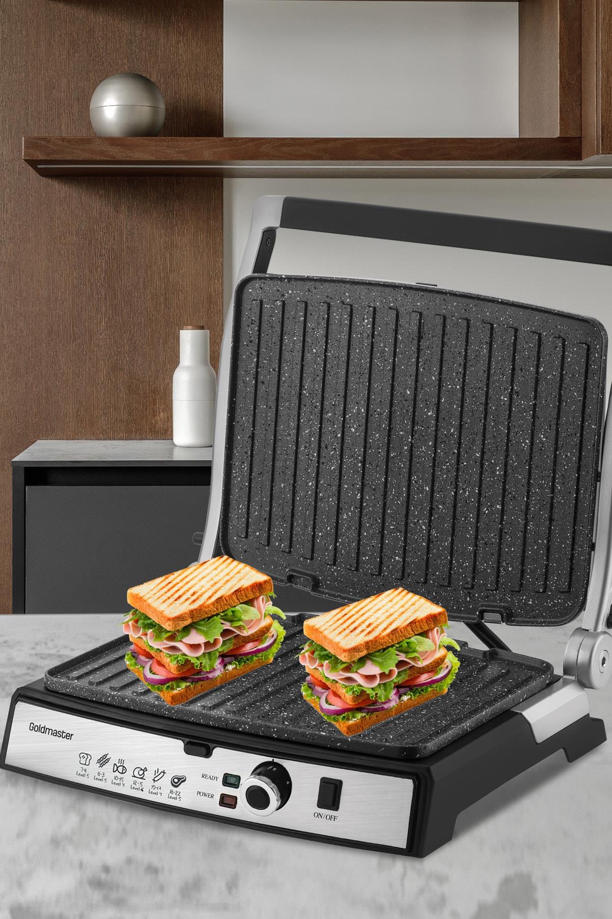 Gralux Gold Paslanmaz Çelik 2000 Watt Granit Çıkarılabilir Plakalı Tost Ve Izgara Makinesi