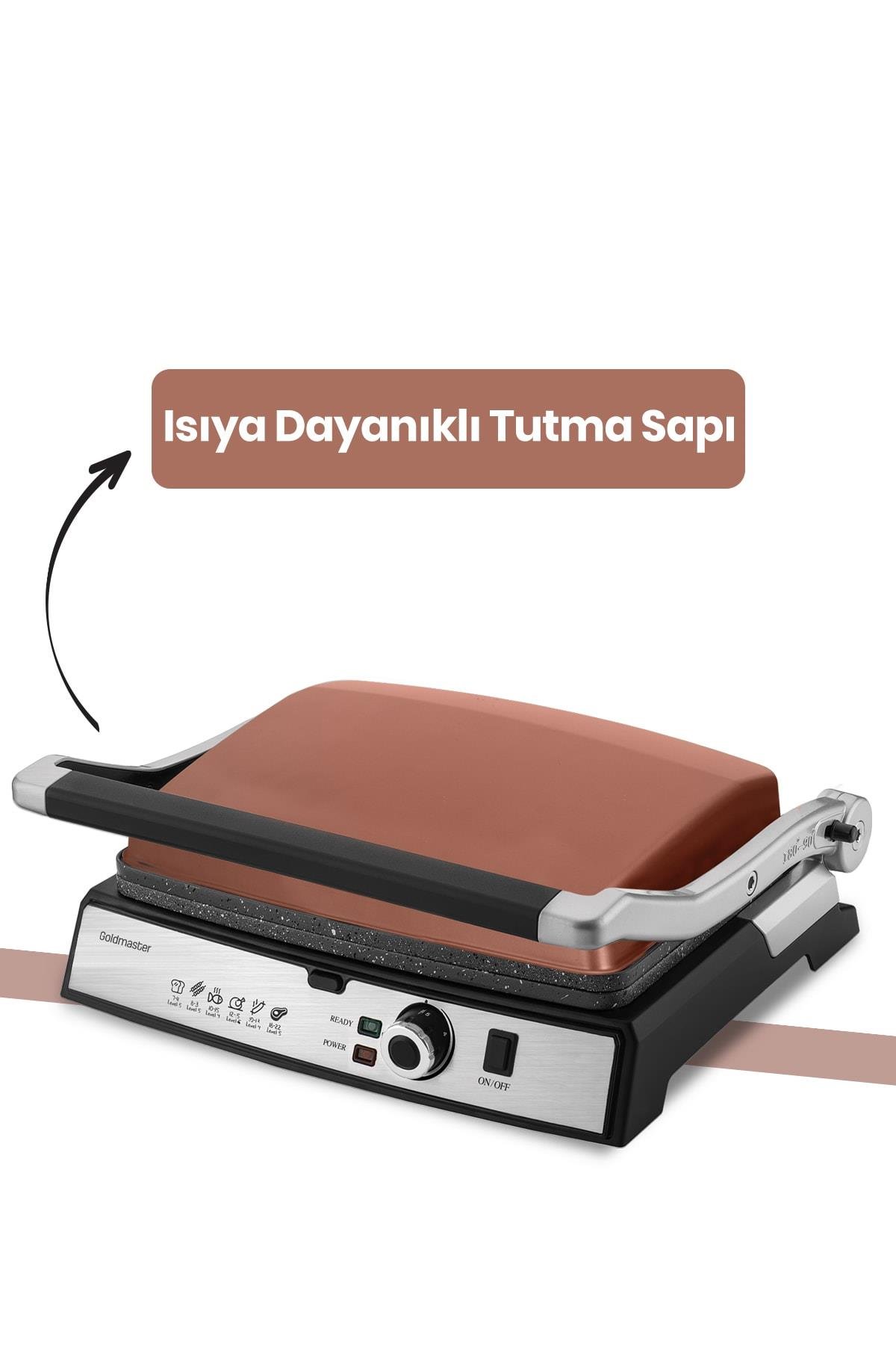 Gralux Gold Paslanmaz Çelik 2000 Watt Granit Çıkarılabilir Plakalı Tost Ve Izgara Makinesi