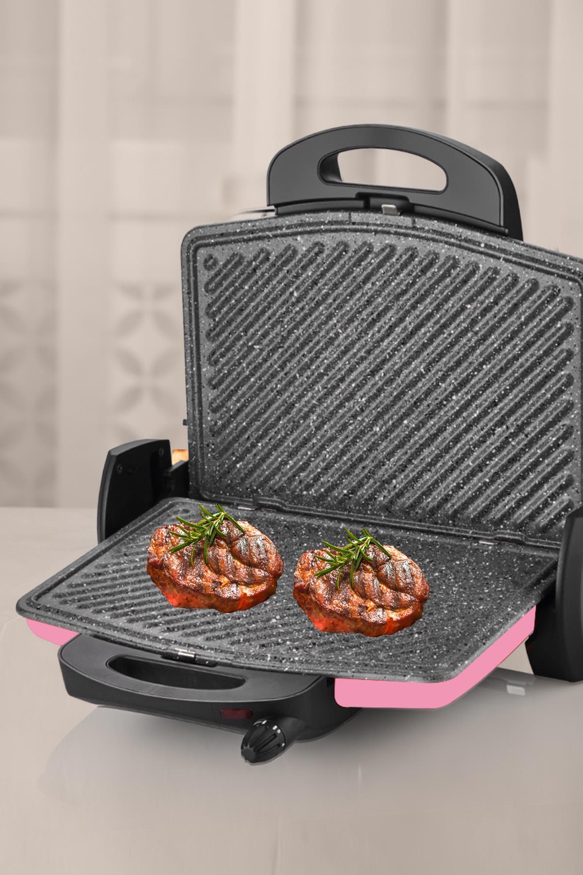 Goldmaster Lezzito Pembe 1750 Watt Granit Tost Ve Izgara Makinesi