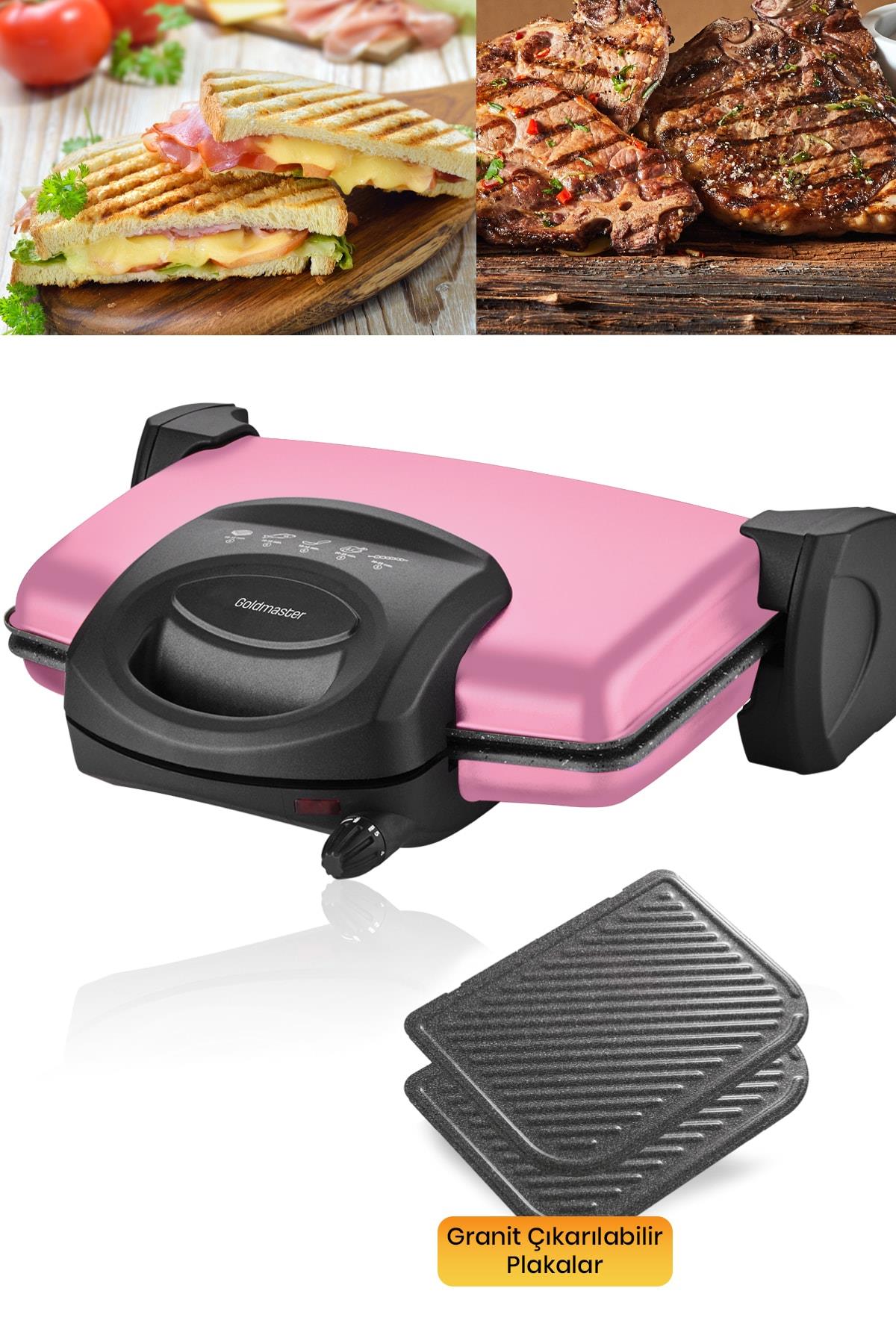 Goldmaster Lezzito Pembe 1750 Watt Granit Tost Ve Izgara Makinesi