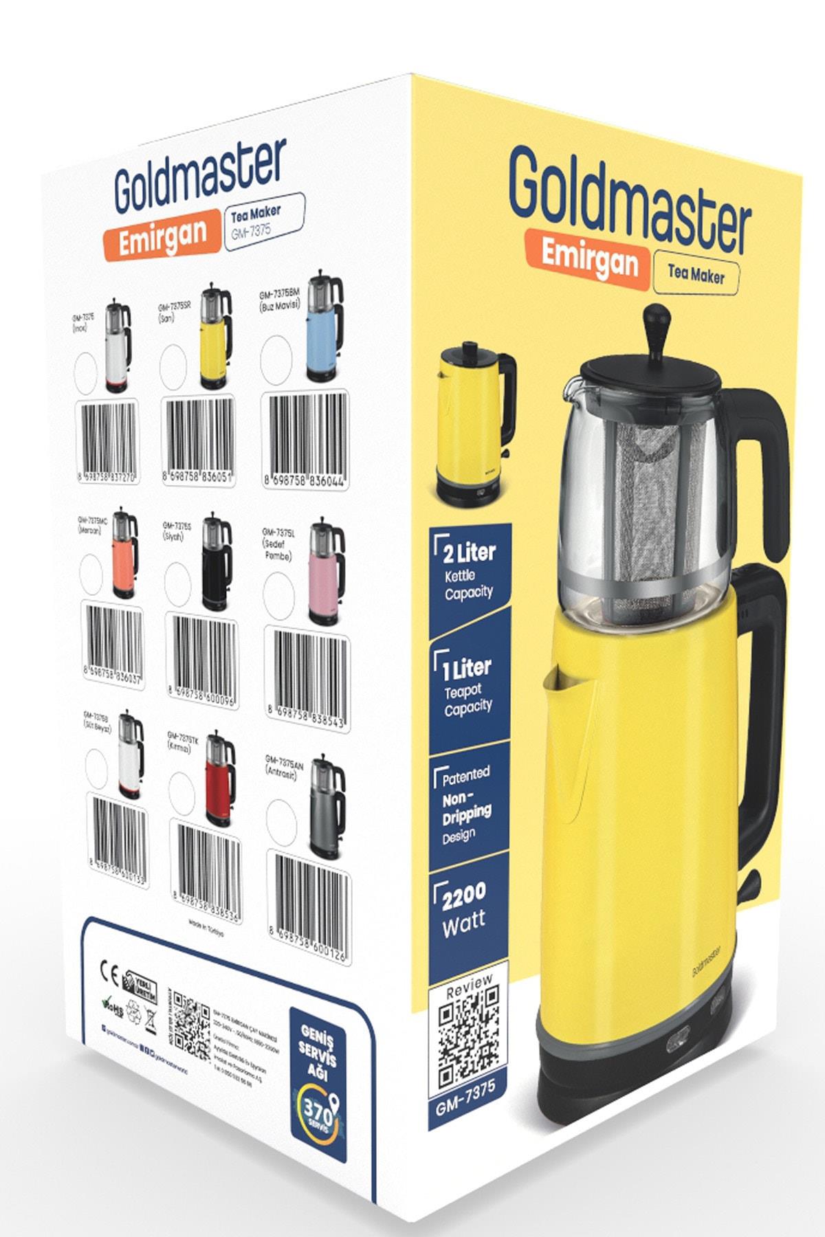 Goldmaster Sarı Paslanmaz Çelik Çay Makinesi Ve Su Isıtıcısı