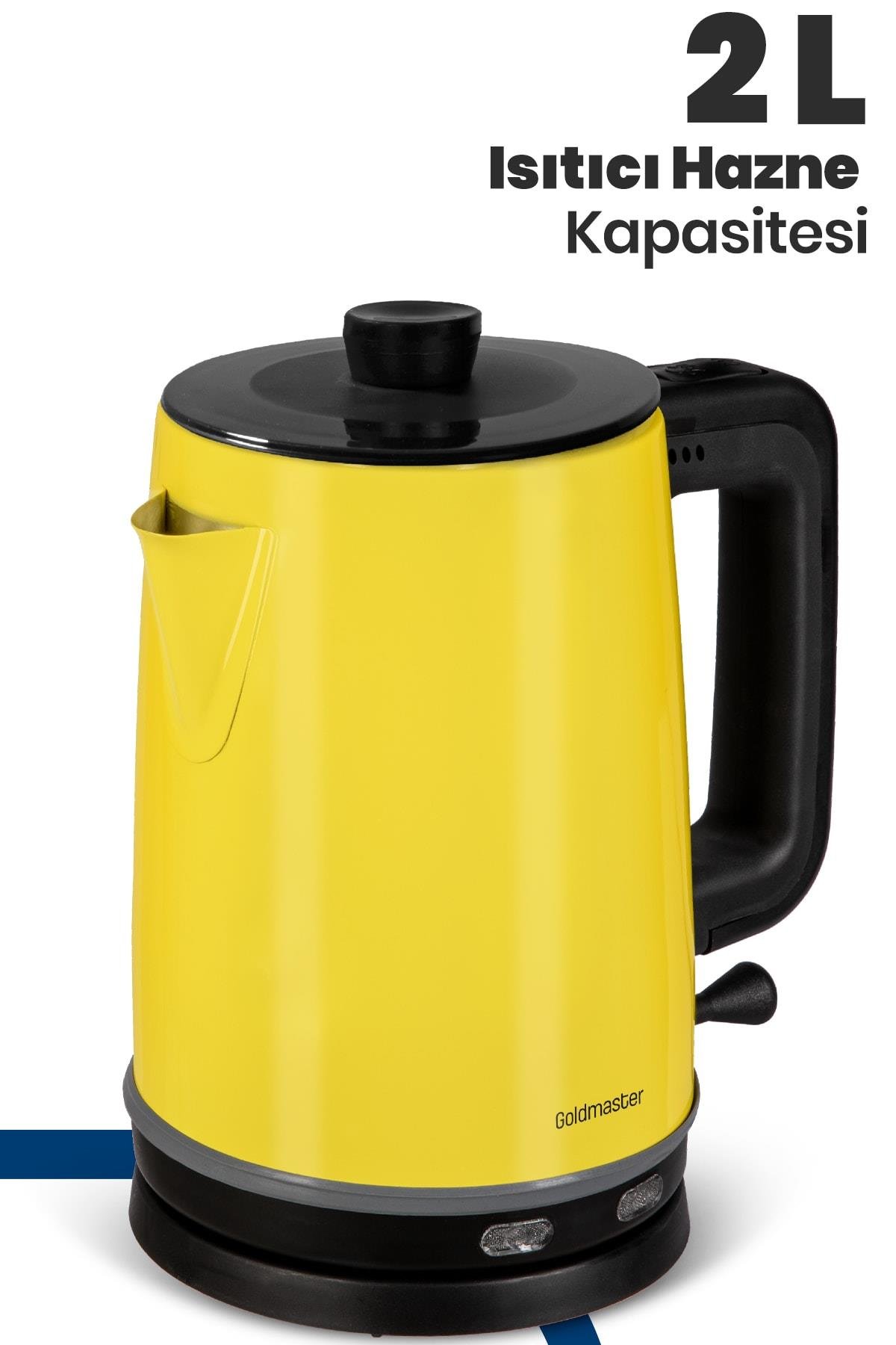 Goldmaster Sarı Paslanmaz Çelik Çay Makinesi Ve Su Isıtıcısı