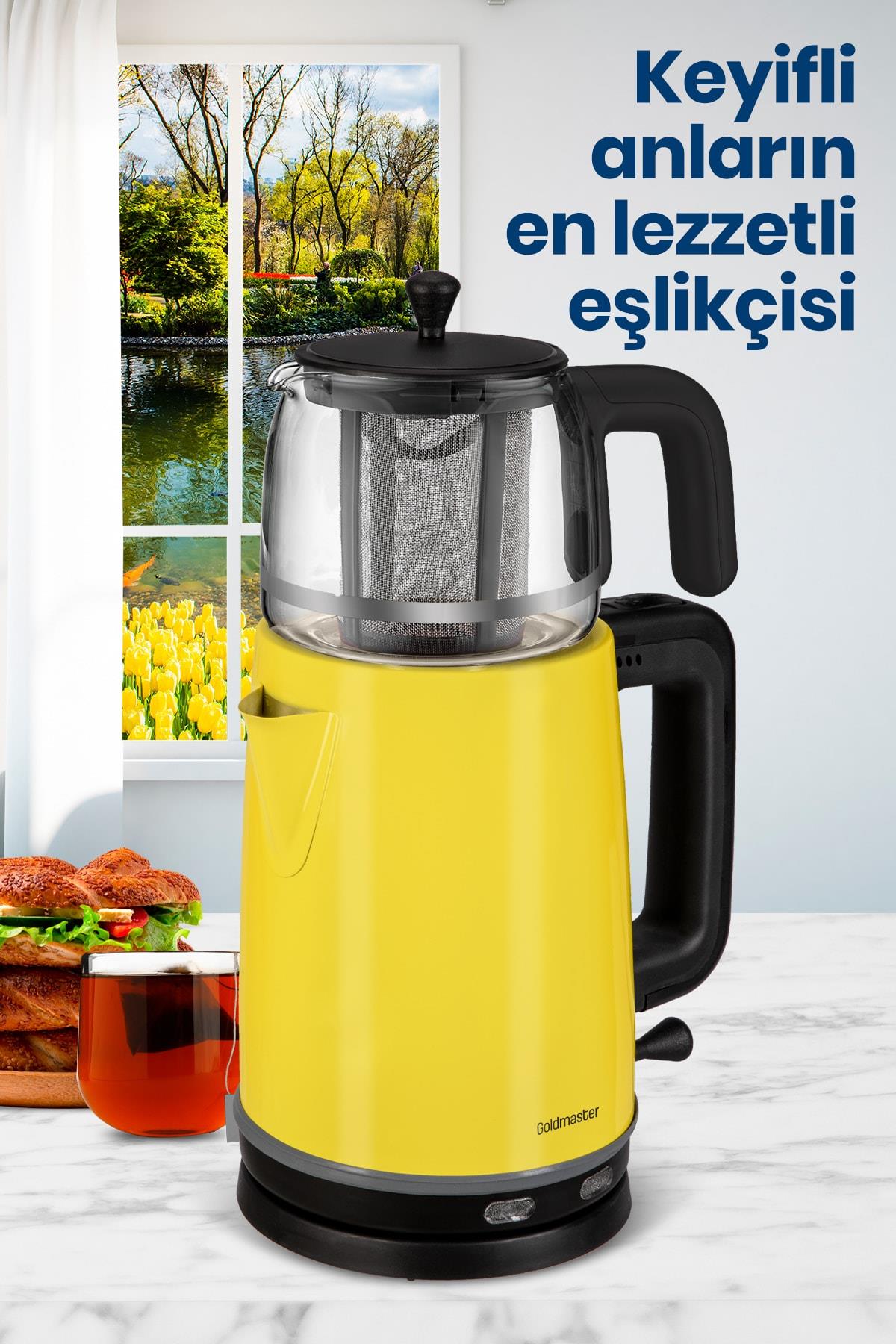 Goldmaster Sarı Paslanmaz Çelik Çay Makinesi Ve Su Isıtıcısı