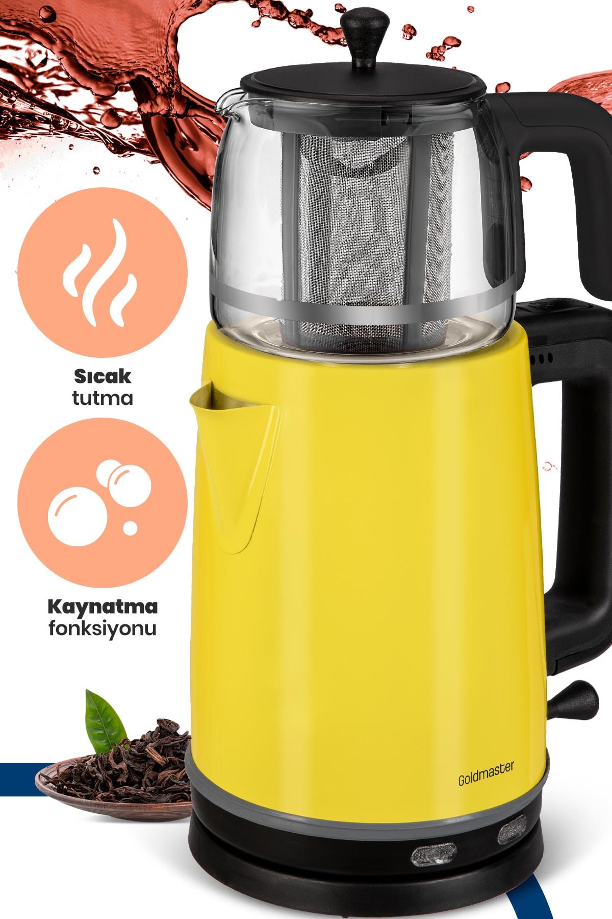 Goldmaster Sarı Paslanmaz Çelik Çay Makinesi Ve Su Isıtıcısı